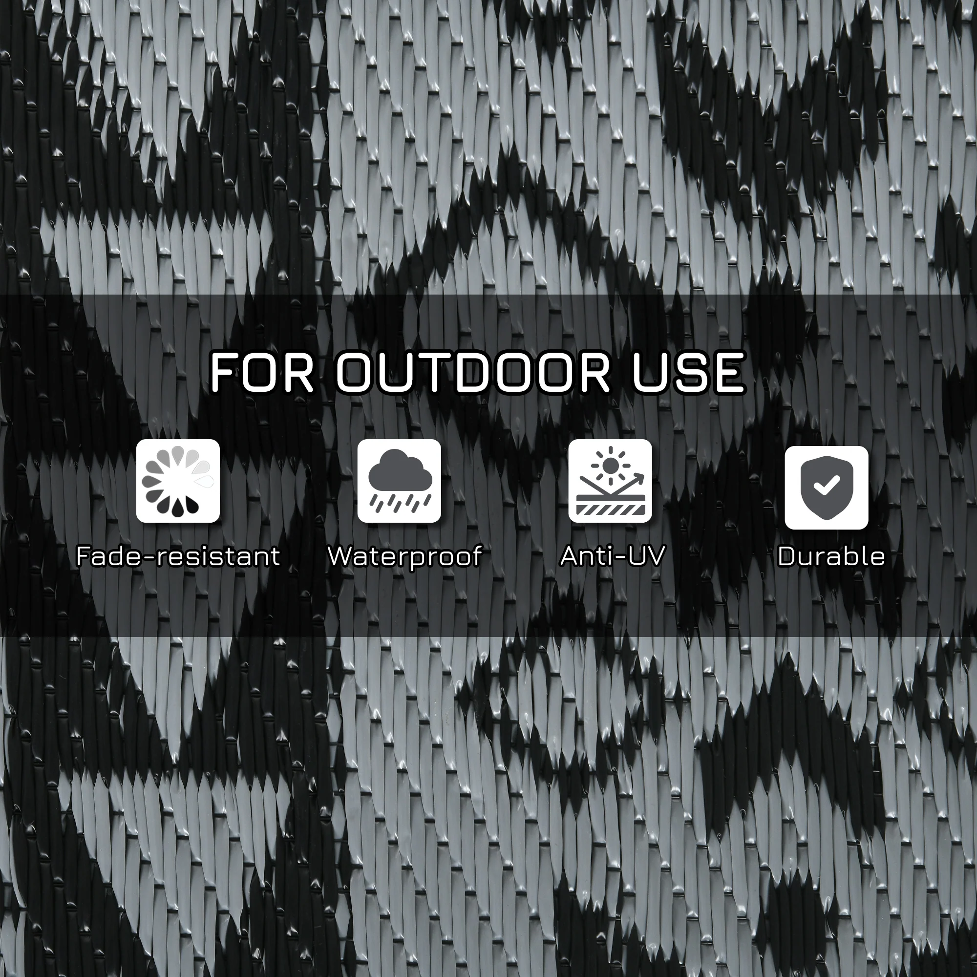 Outsunny Reversible Waterproof Outdoor Rug W/ Carry Bag, 182 X 274cm, Black - Image 6