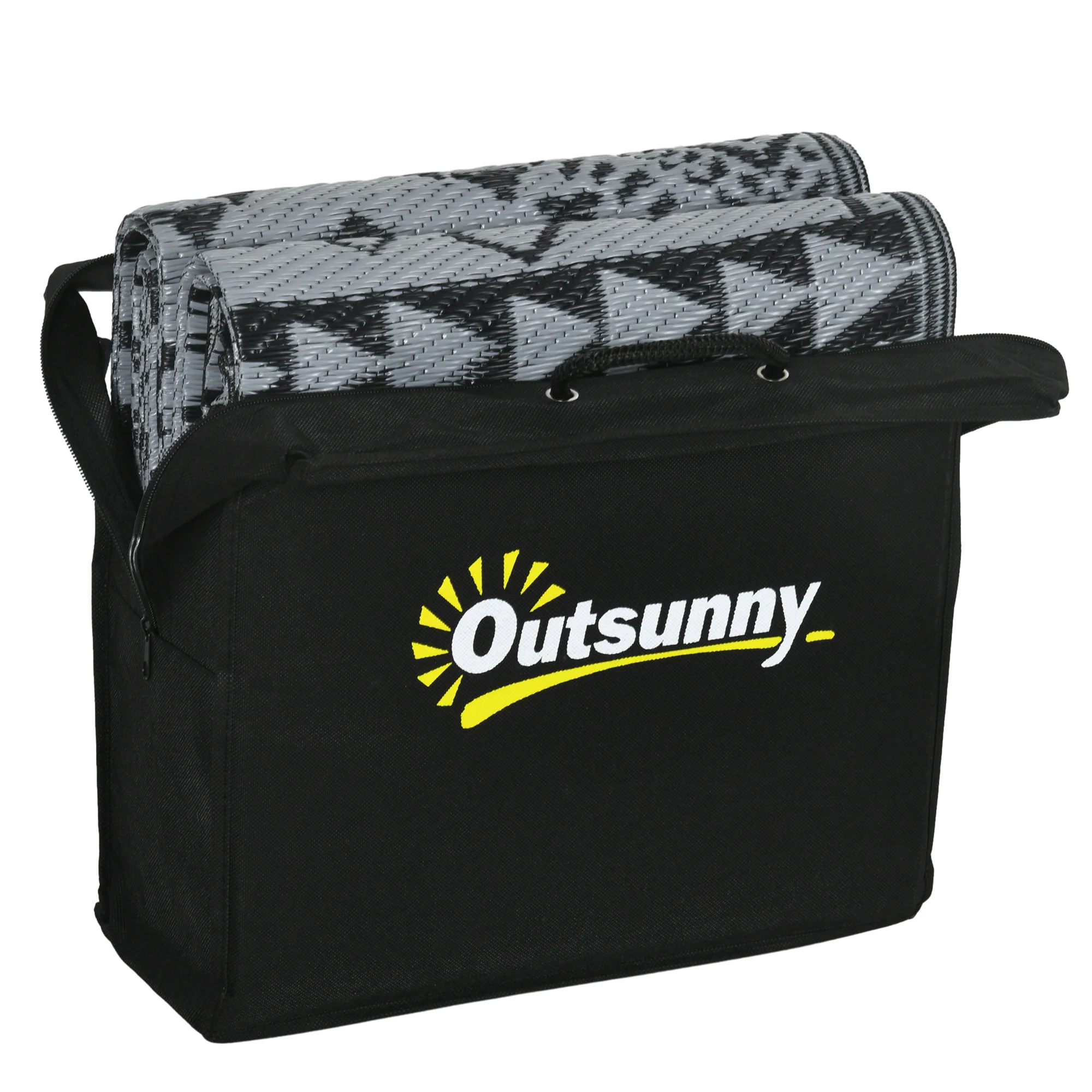 Outsunny Reversible Waterproof Outdoor Rug W/ Carry Bag, 182 X 274cm, Black - Image 9