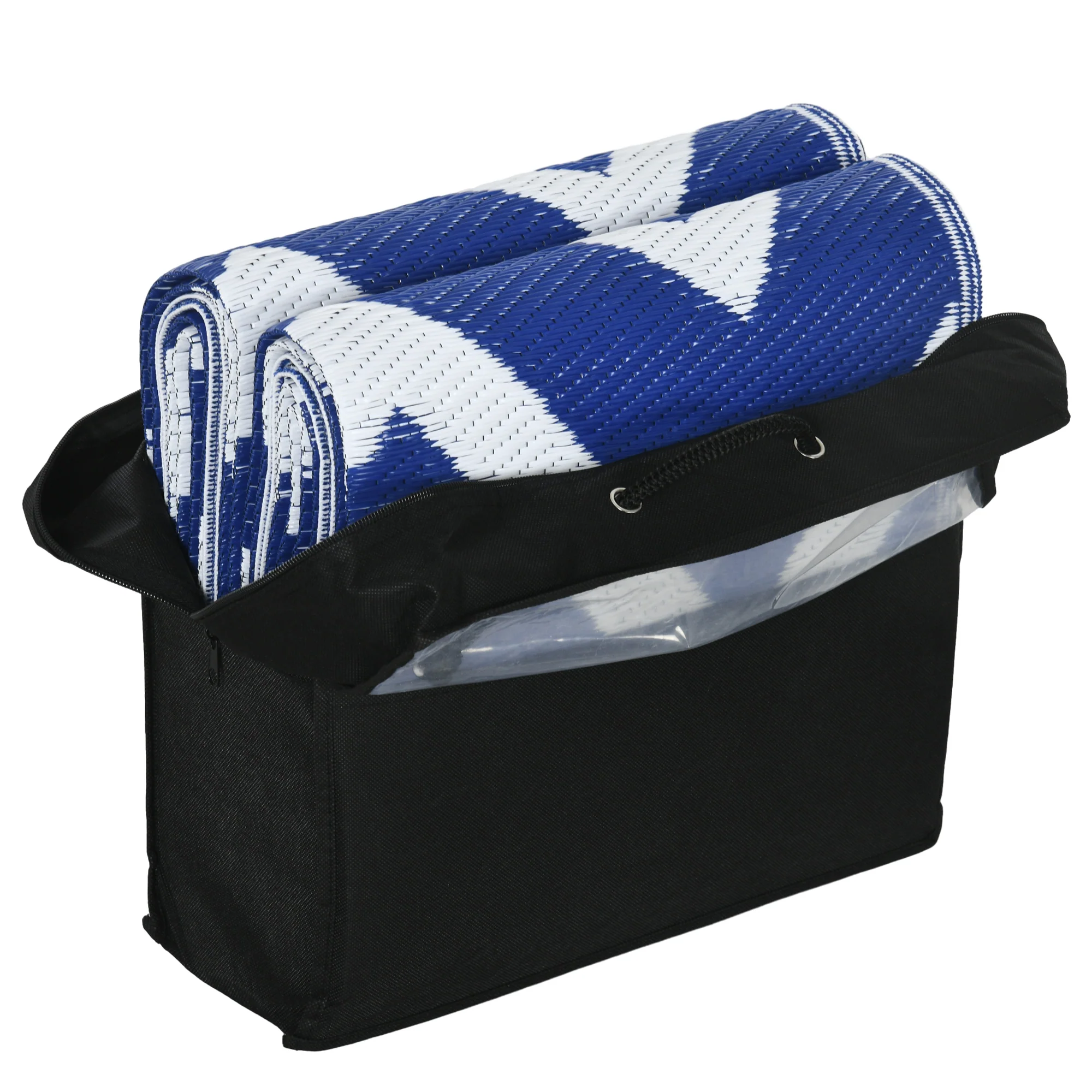 Outsunny Reversible Waterproof Outdoor Rug W/ Carry Bag, 182 x 274cm, Blue - Image 9