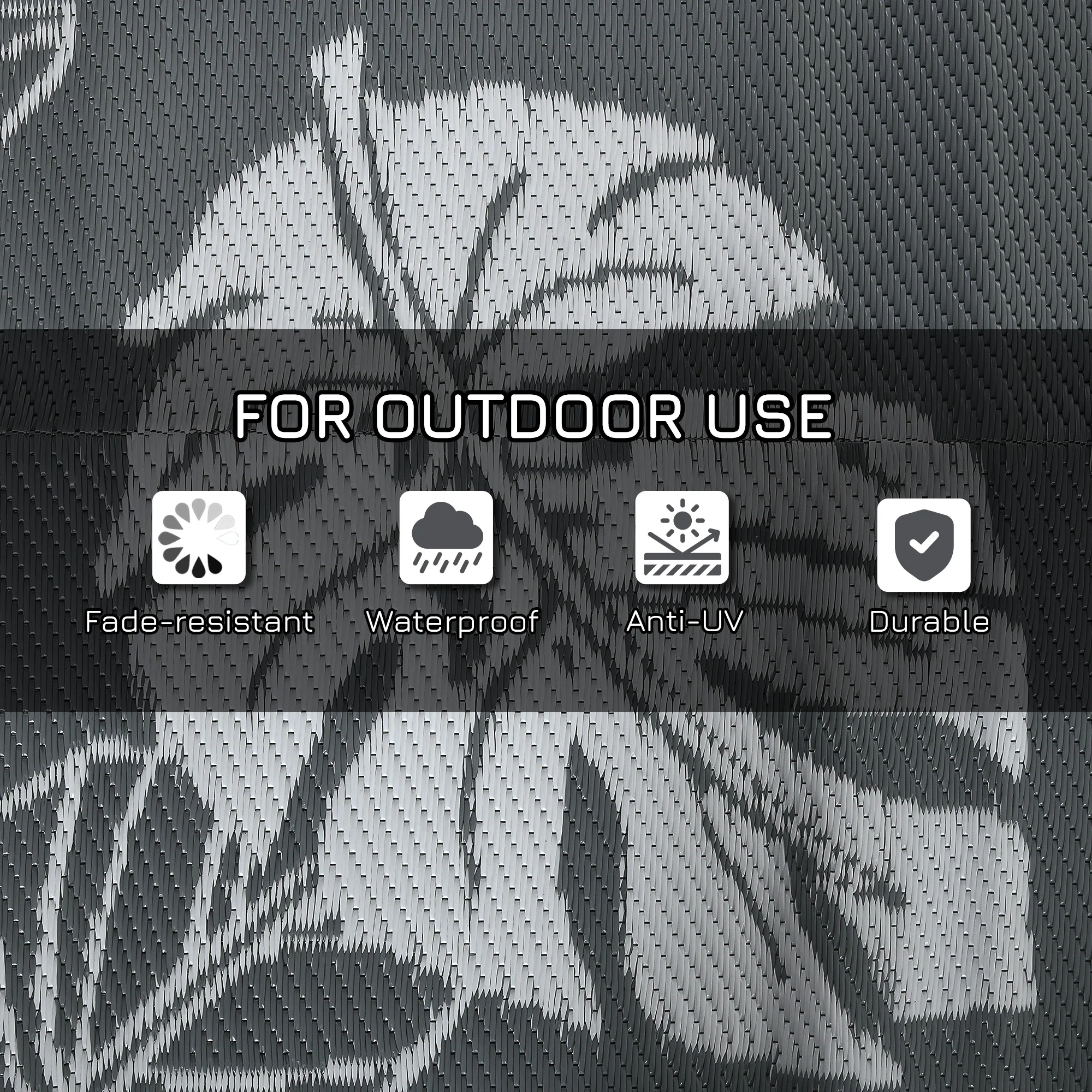 Outsunny Reversible Waterproof Outdoor Rug W/ Carry Bag, 182 X 274cm, Grey - Image 6