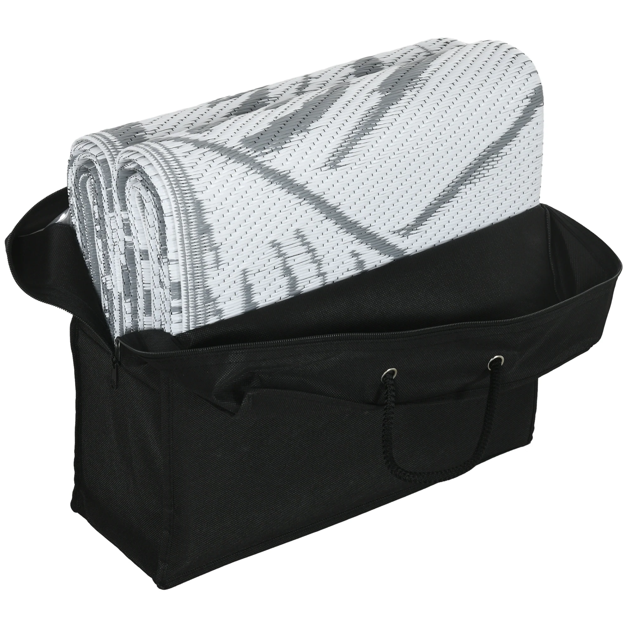 Outsunny Reversible Waterproof Outdoor Rug W/ Carry Bag, 182 X 274cm, Grey - Image 9