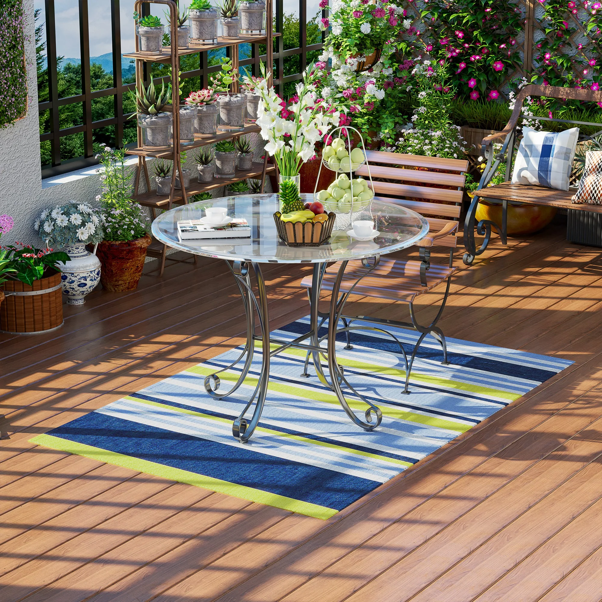 Outsunny Reversible Waterproof Plastic Straw Outdoor RV Rug, 121 x 182 cm - Image 2