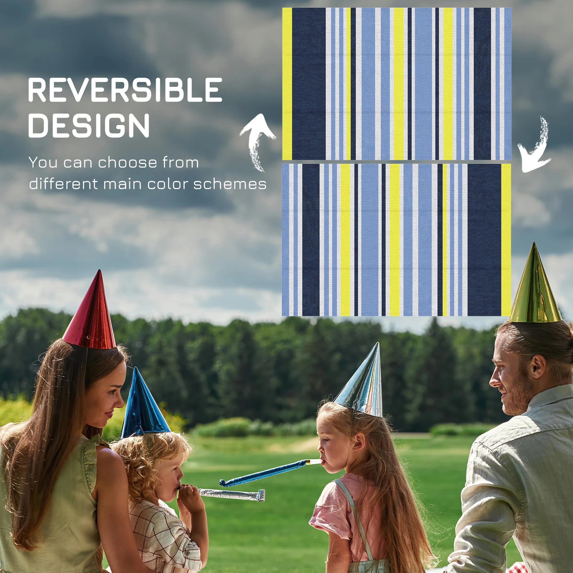 Outsunny Reversible Waterproof Plastic Straw Outdoor RV Rug, 121 x 182 cm - Image 7