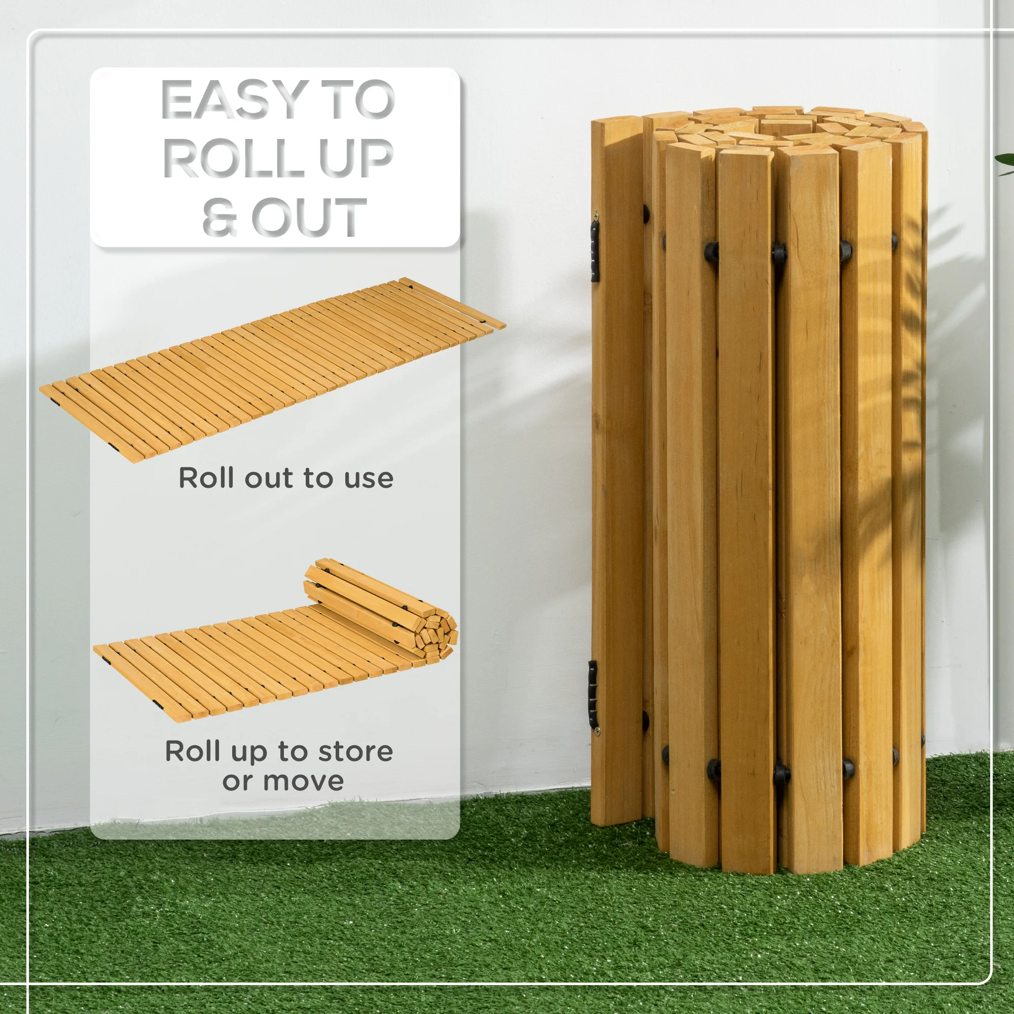 Outsunny Rollable Wooden Garden Pathway - Solid Pine Wood 185 X 60 Cm - Image 7