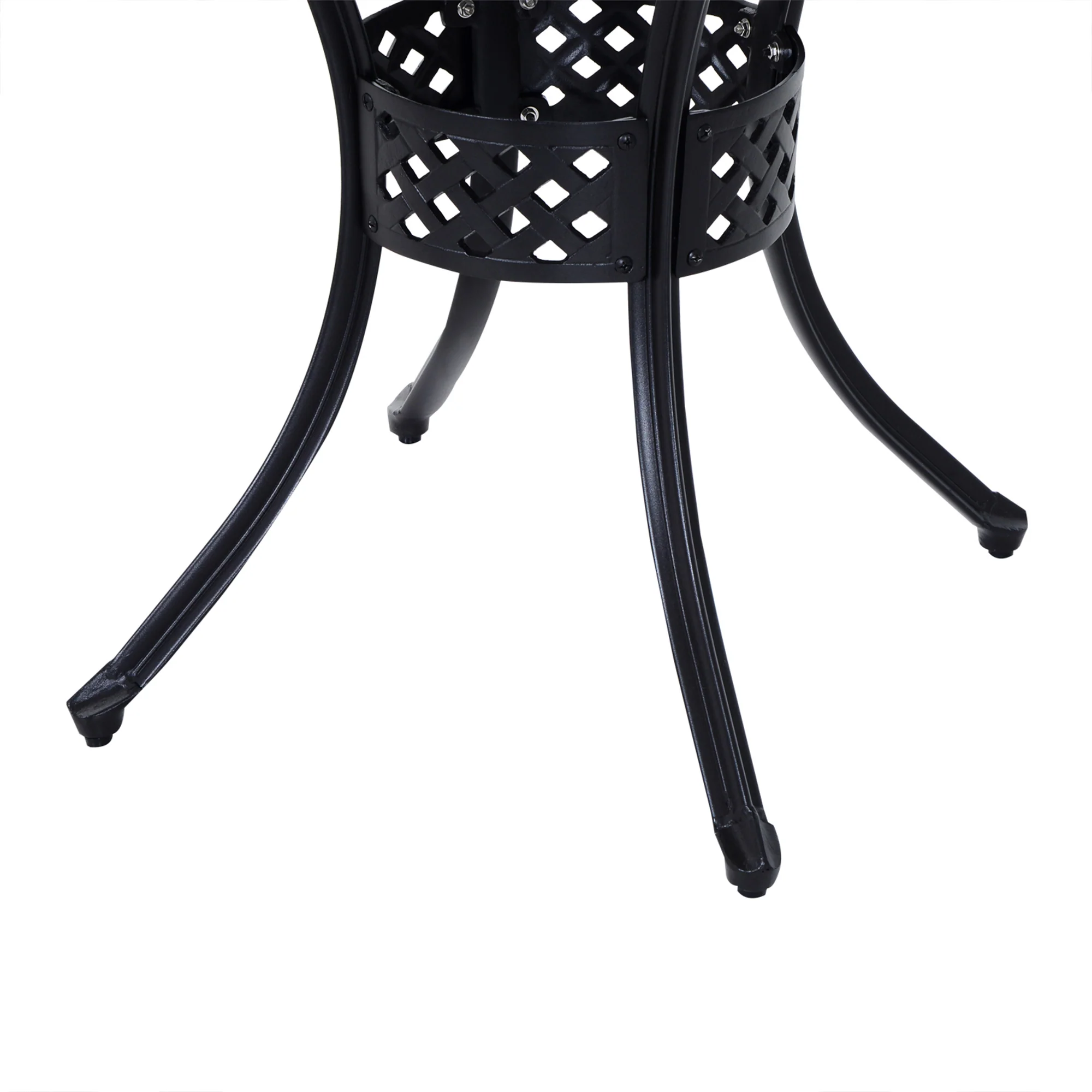 Outsunny Round Aluminium Outdoor Garden Dining Table with Umbrella Hole, Black - Image 8