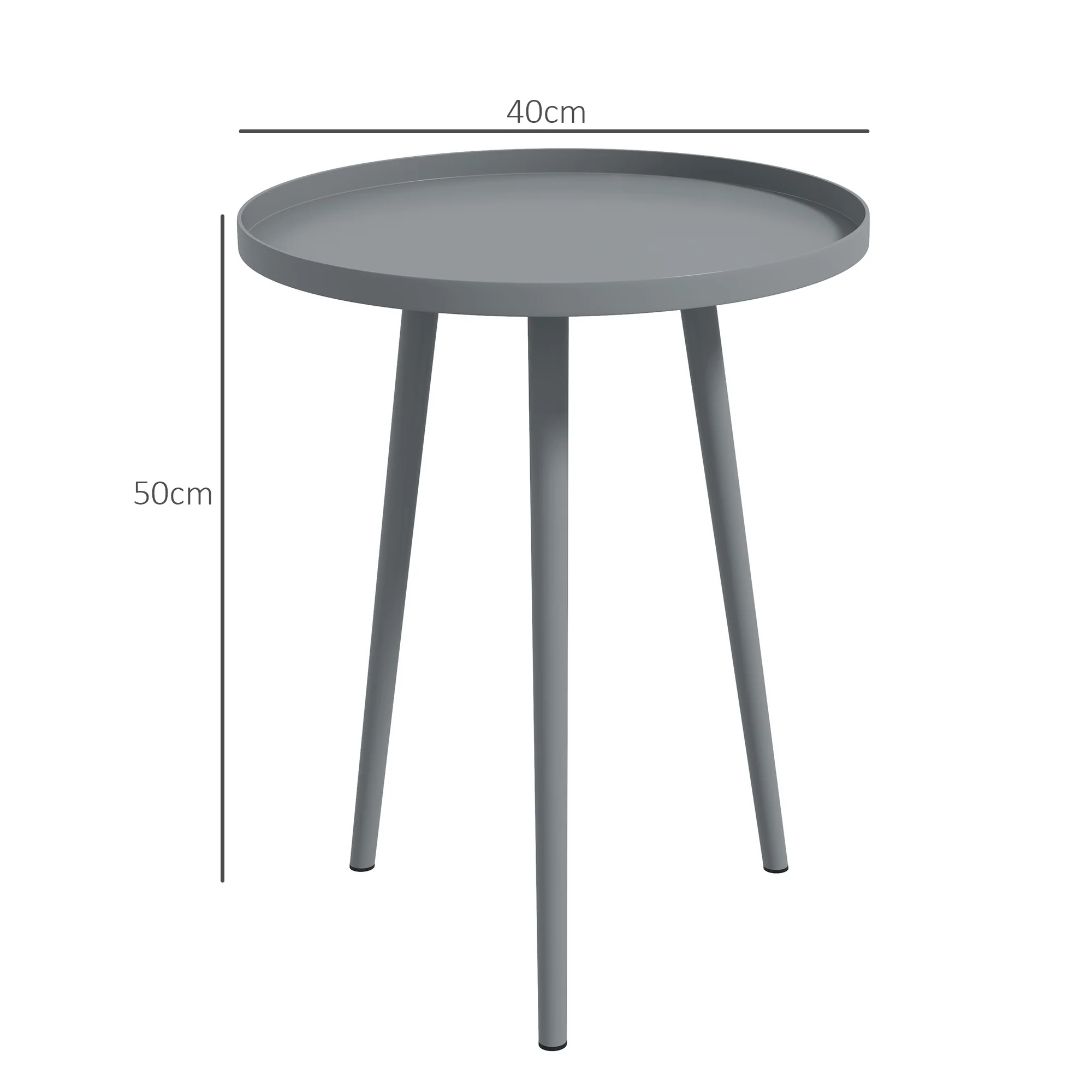 Outsunny Round Garden Coffee Table, Outdoor Side Table With Rounded Edge - Image 3