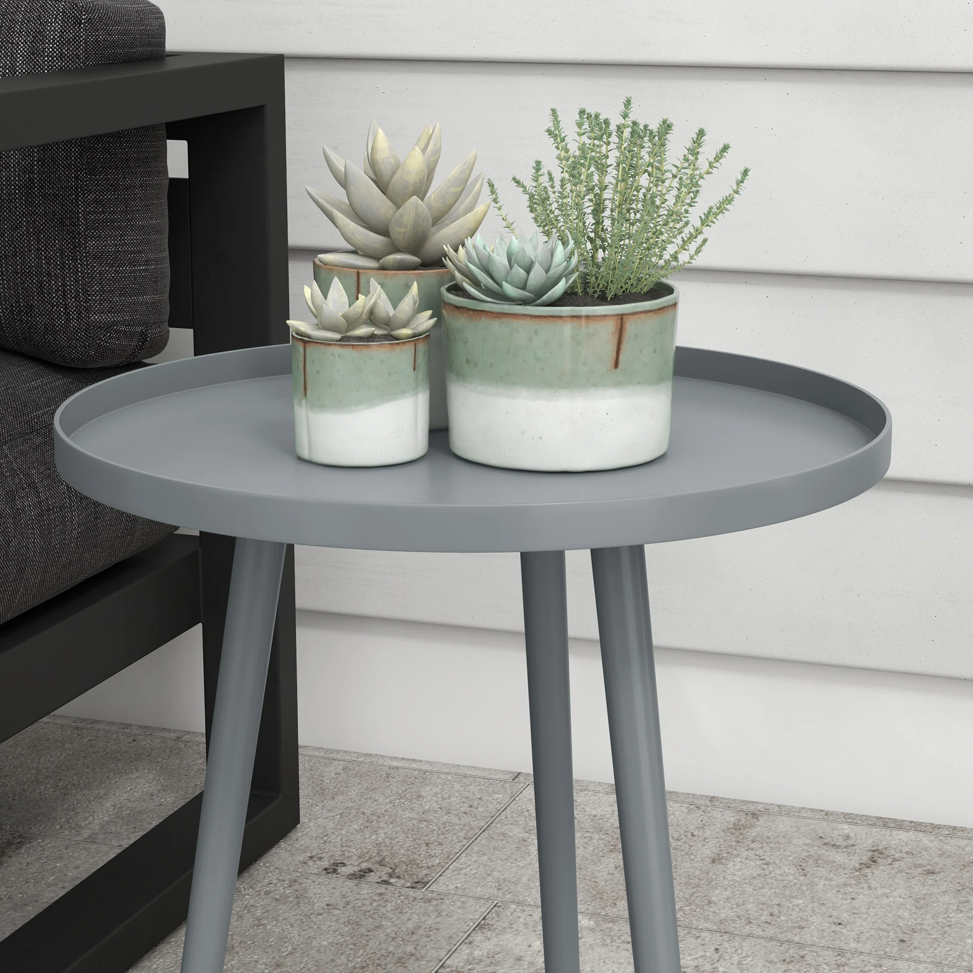 Outsunny Round Garden Coffee Table, Outdoor Side Table With Rounded Edge - Image 7