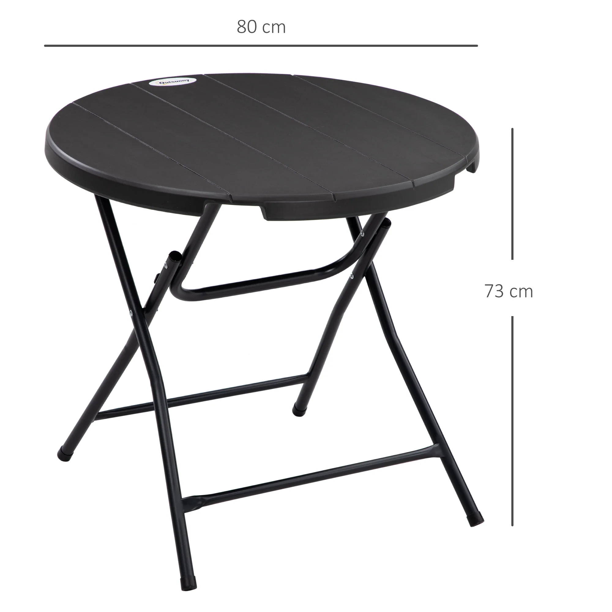 Outsunny Round Garden Dining Table for 4, Foldable Outdoor Table for Garden - Image 5