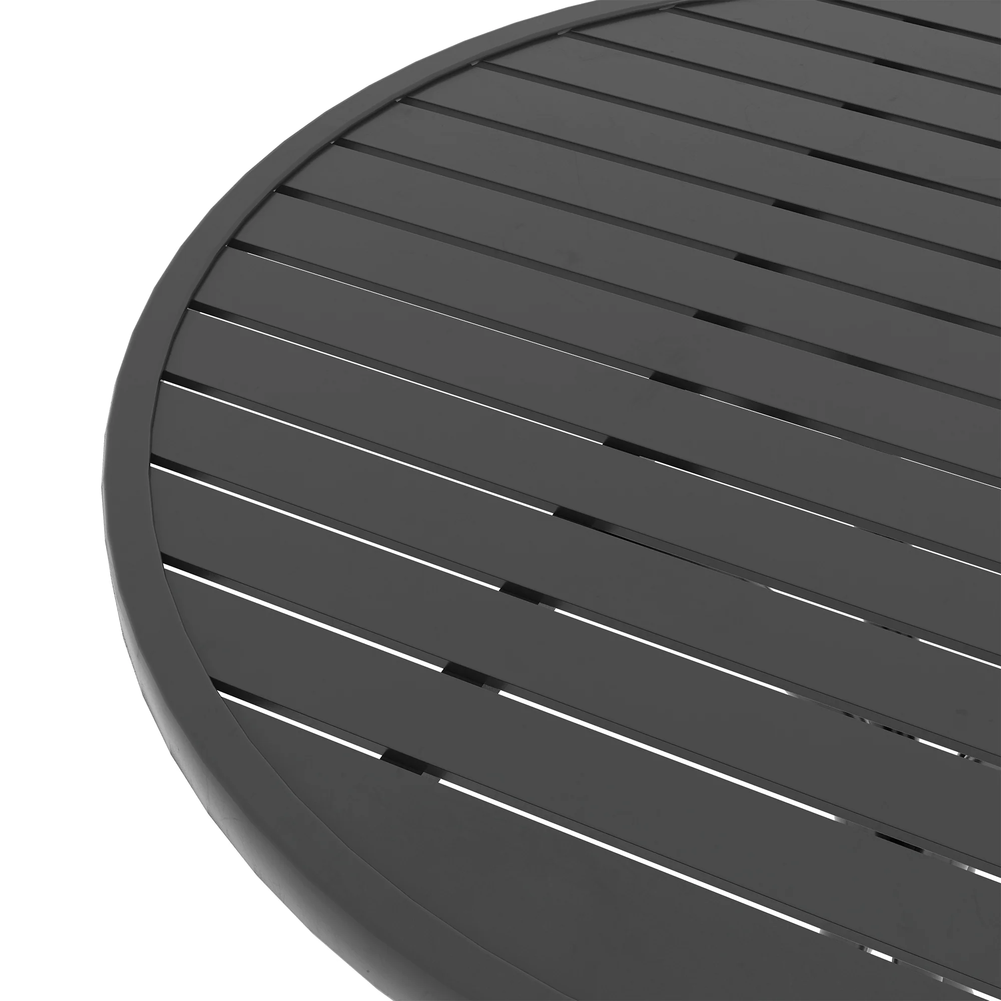Outsunny Round Garden Table Outdoor Side Table with Steel Frame Slat Top Black - Image 6