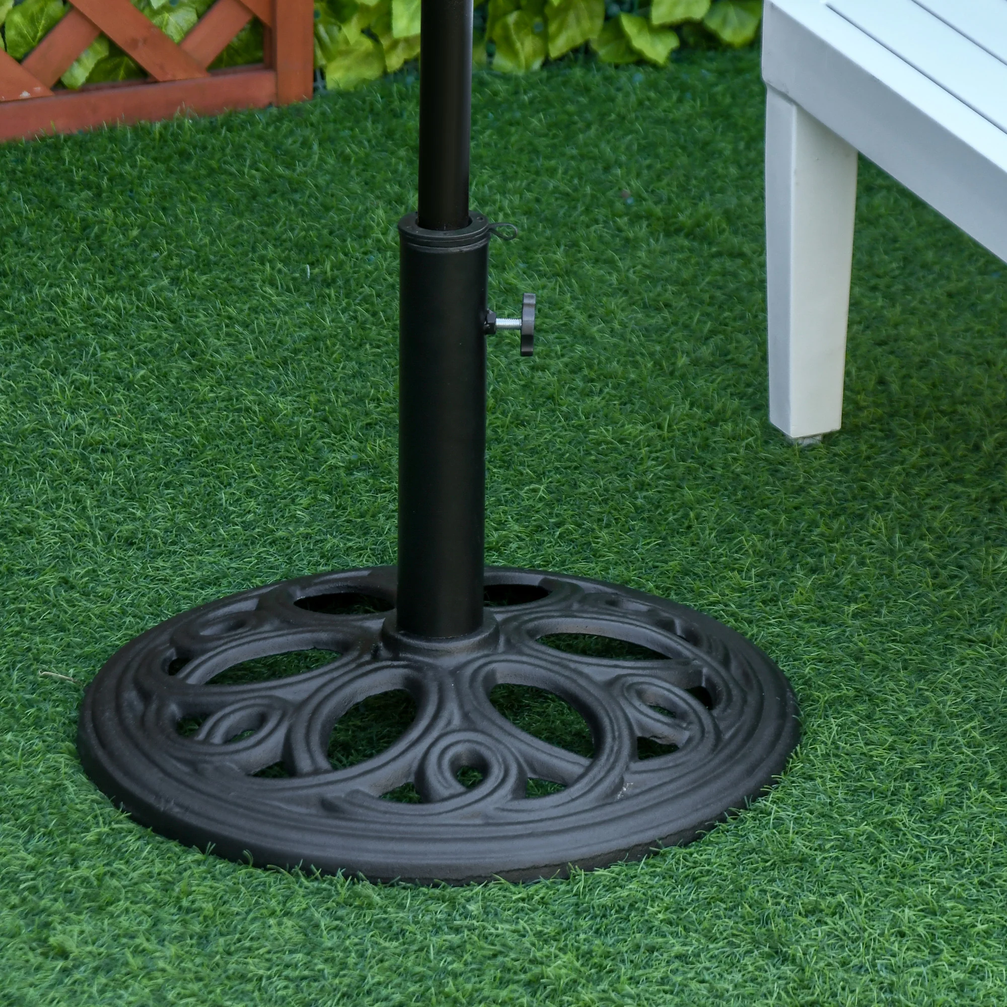 Outsunny Round Patio Umbrella Base Stand, Umbrella Holder, Black - Image 2