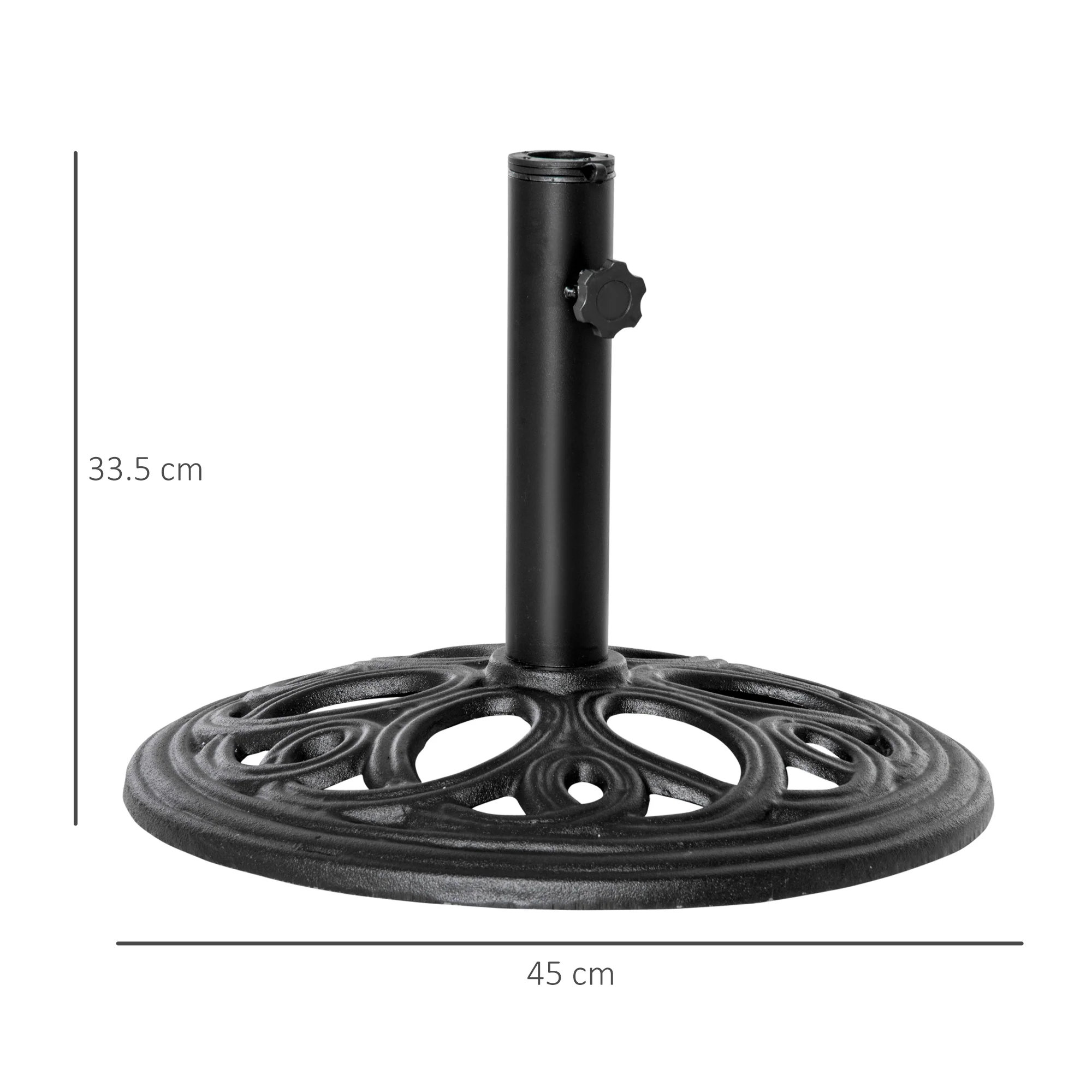 Outsunny Round Patio Umbrella Base Stand, Umbrella Holder, Black - Image 3