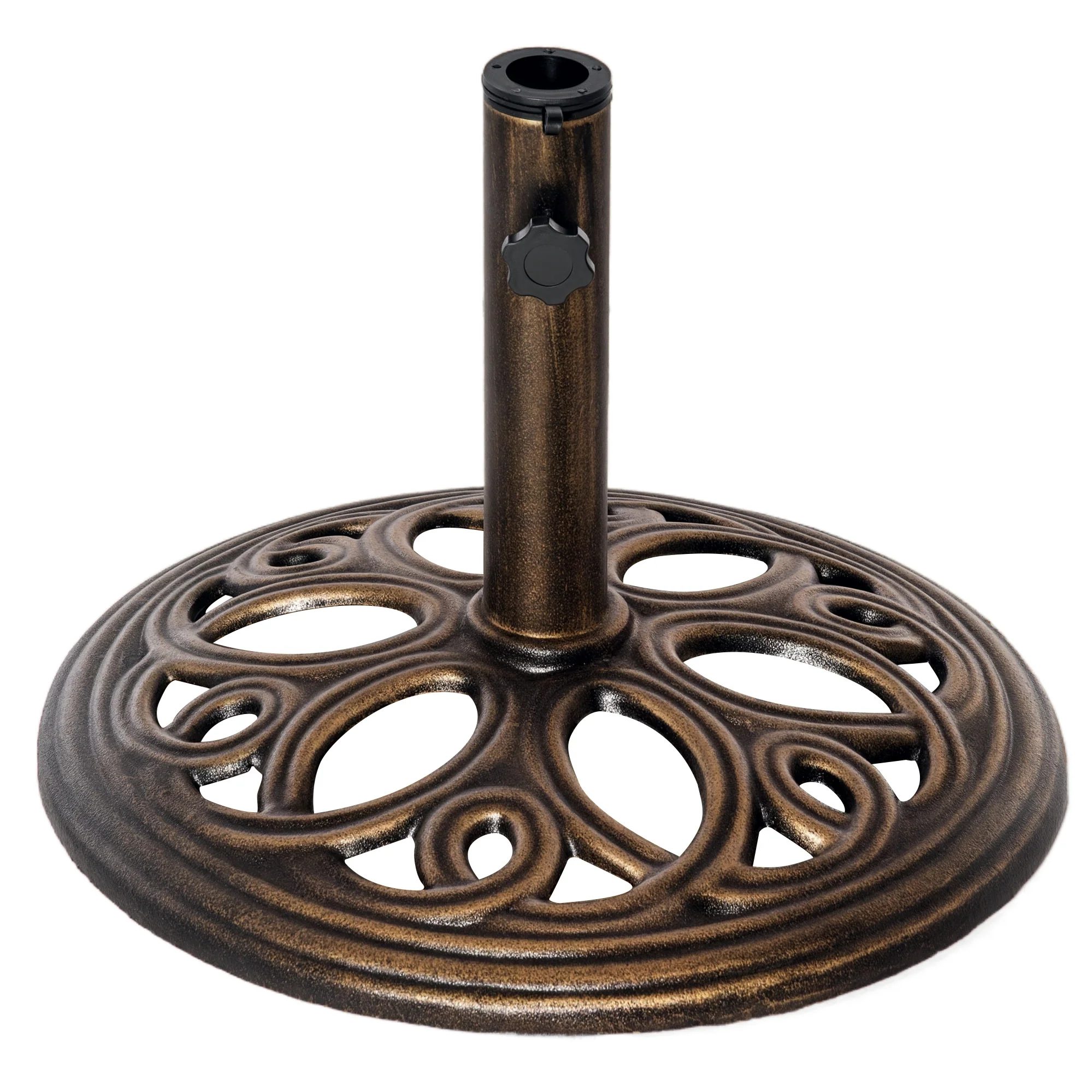 Outsunny Round Patio Umbrella Base Stand, Umbrella Holder, Bronze Tone