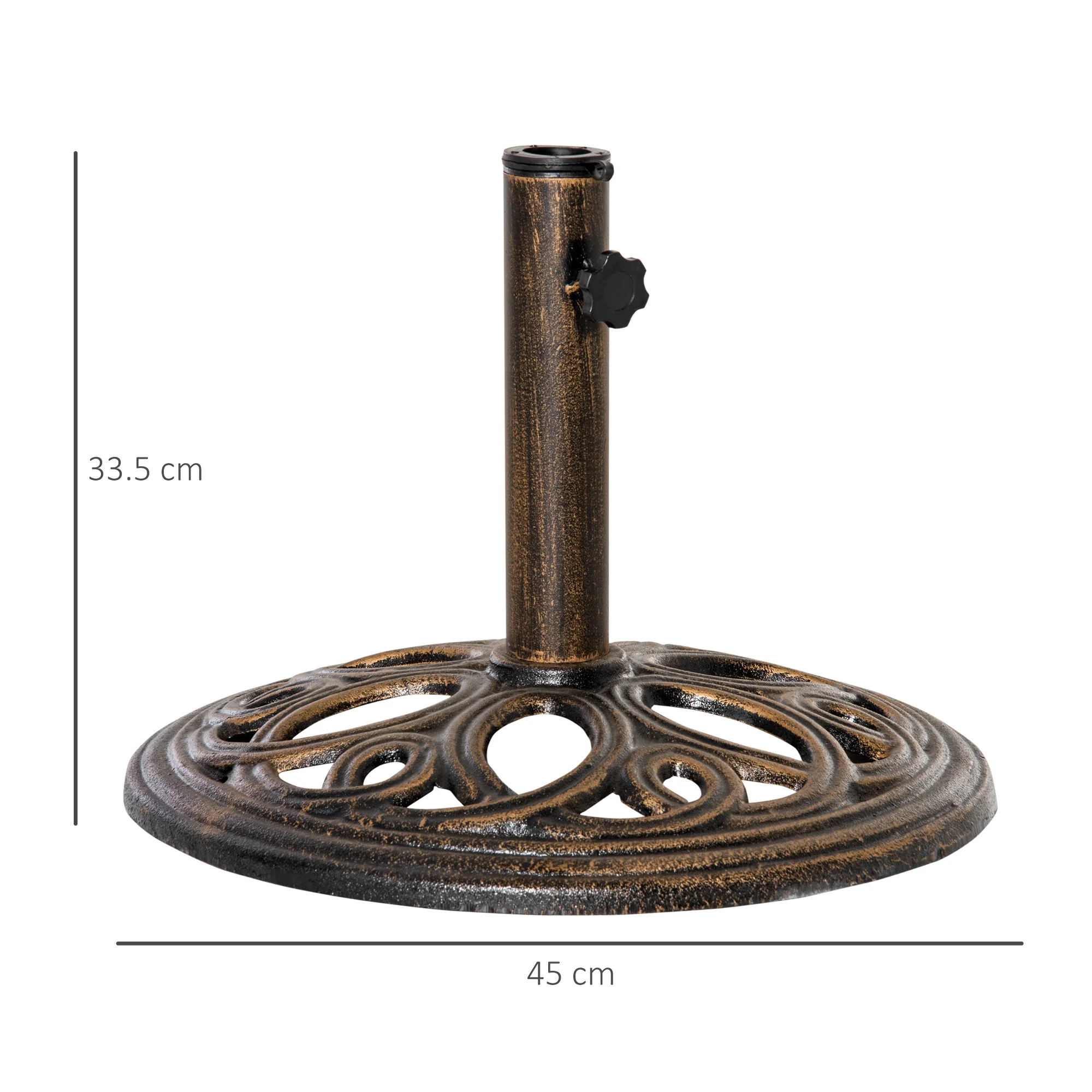 Outsunny Round Patio Umbrella Base Stand, Umbrella Holder, Bronze Tone - Image 3