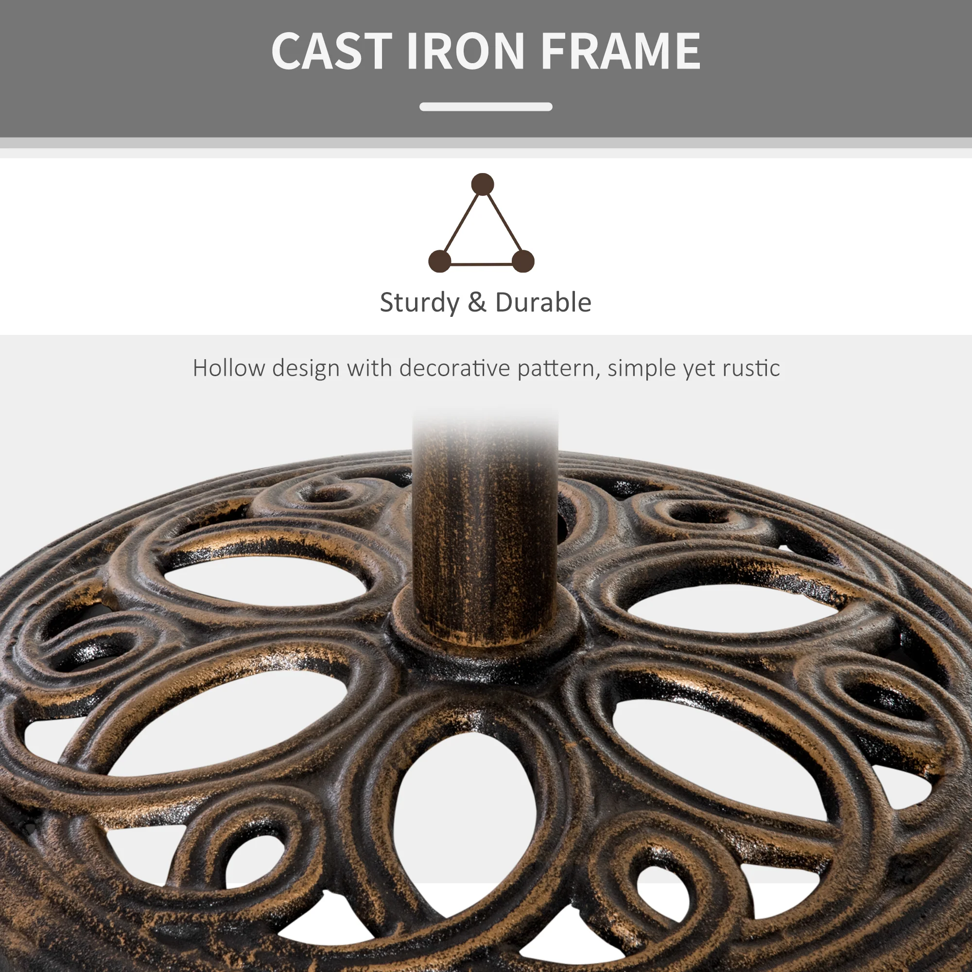 Outsunny Round Patio Umbrella Base Stand, Umbrella Holder, Bronze Tone - Image 5