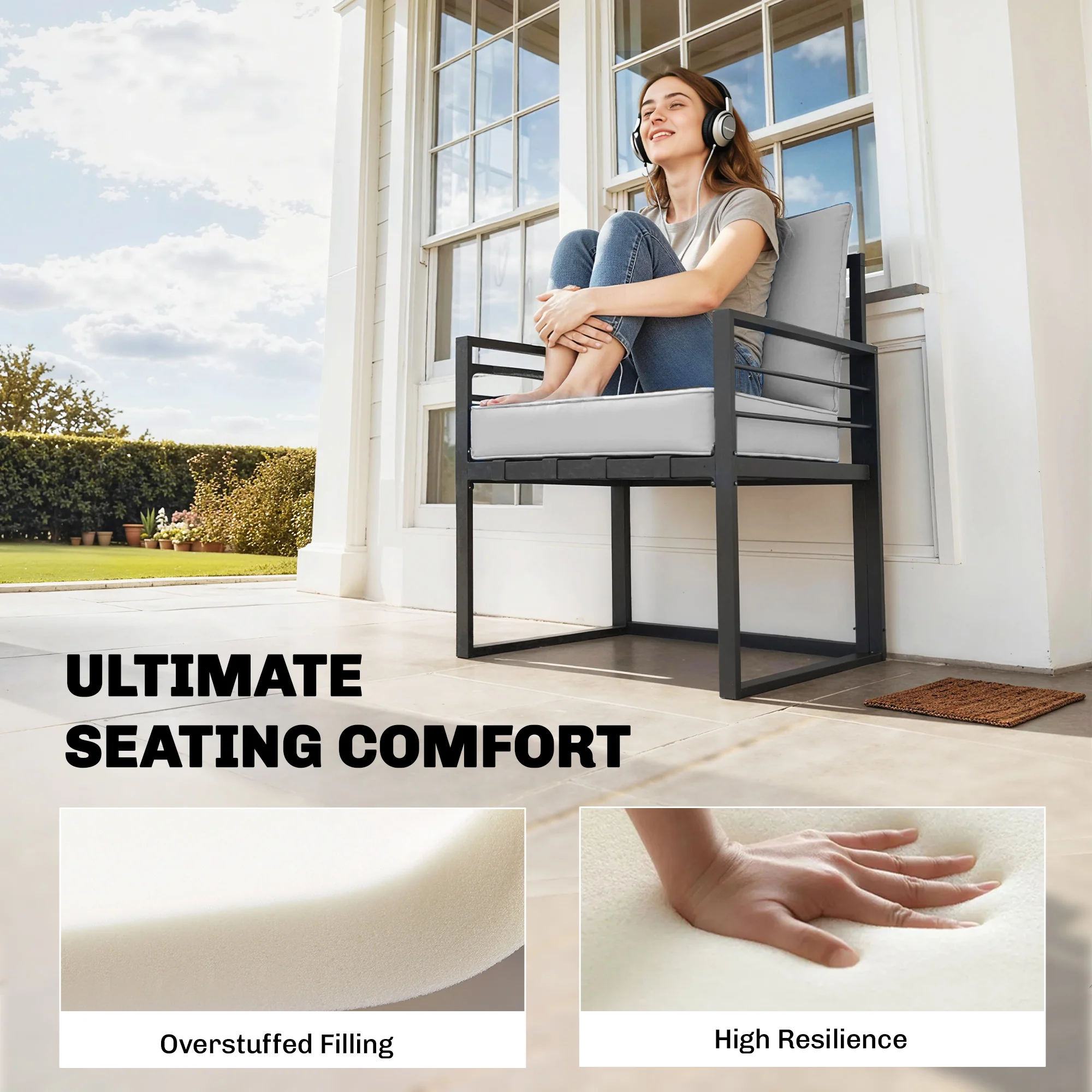 Outsunny Seat and Back Cushion Set, Fade Resistant Replacement Cushion - Image 4
