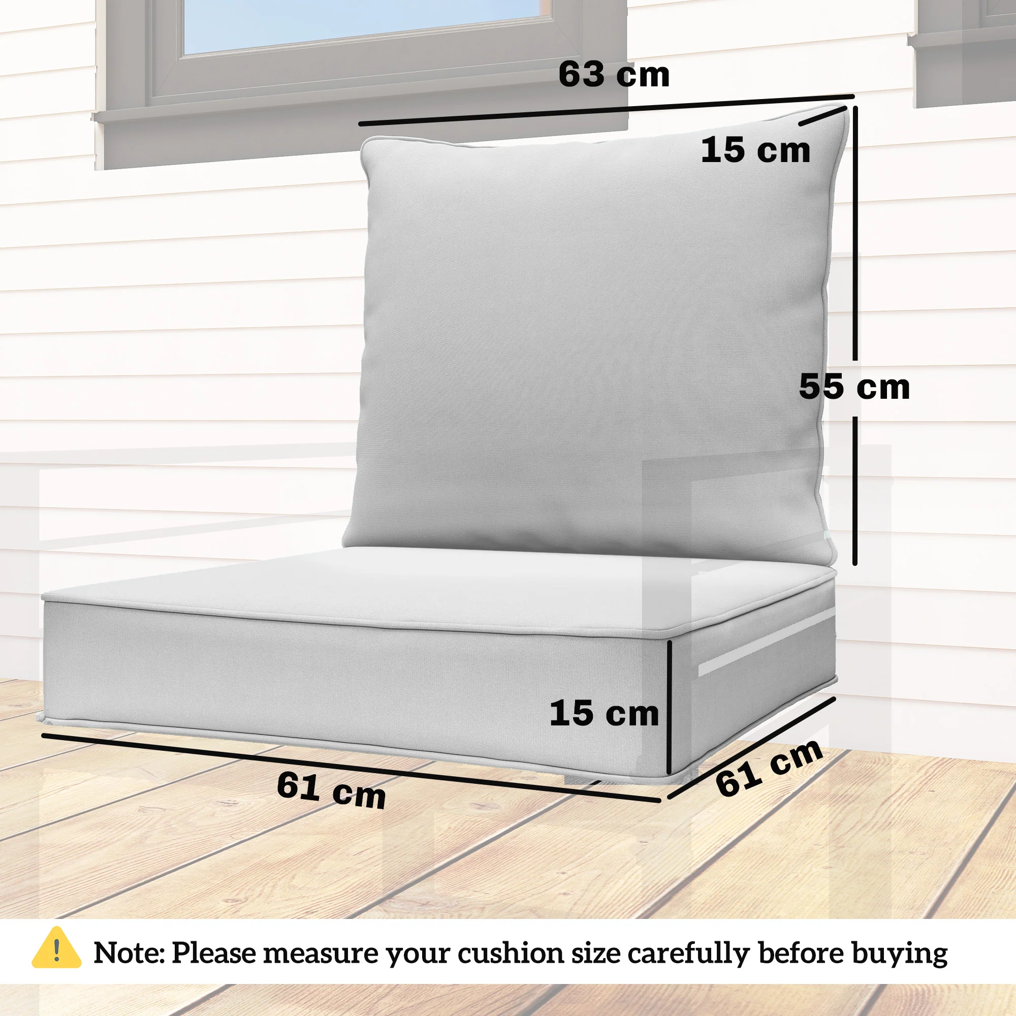 Outsunny Seat and Back Cushion Set, Fade Resistant Replacement Cushion - Image 5