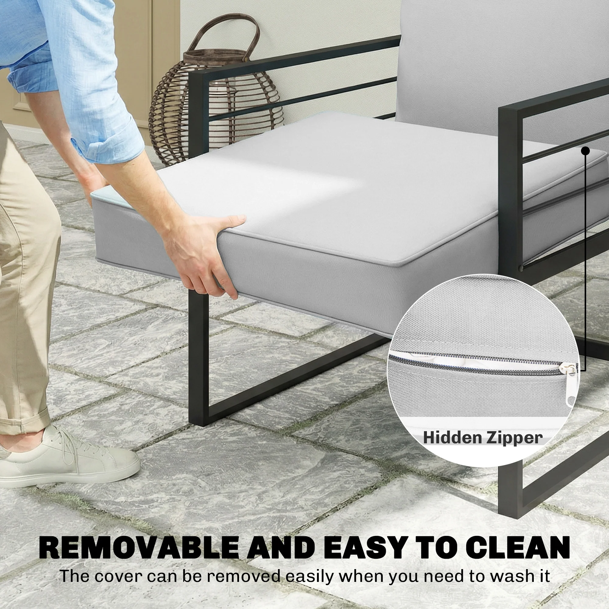 Outsunny Seat and Back Cushion Set, Fade Resistant Replacement Cushion - Image 6