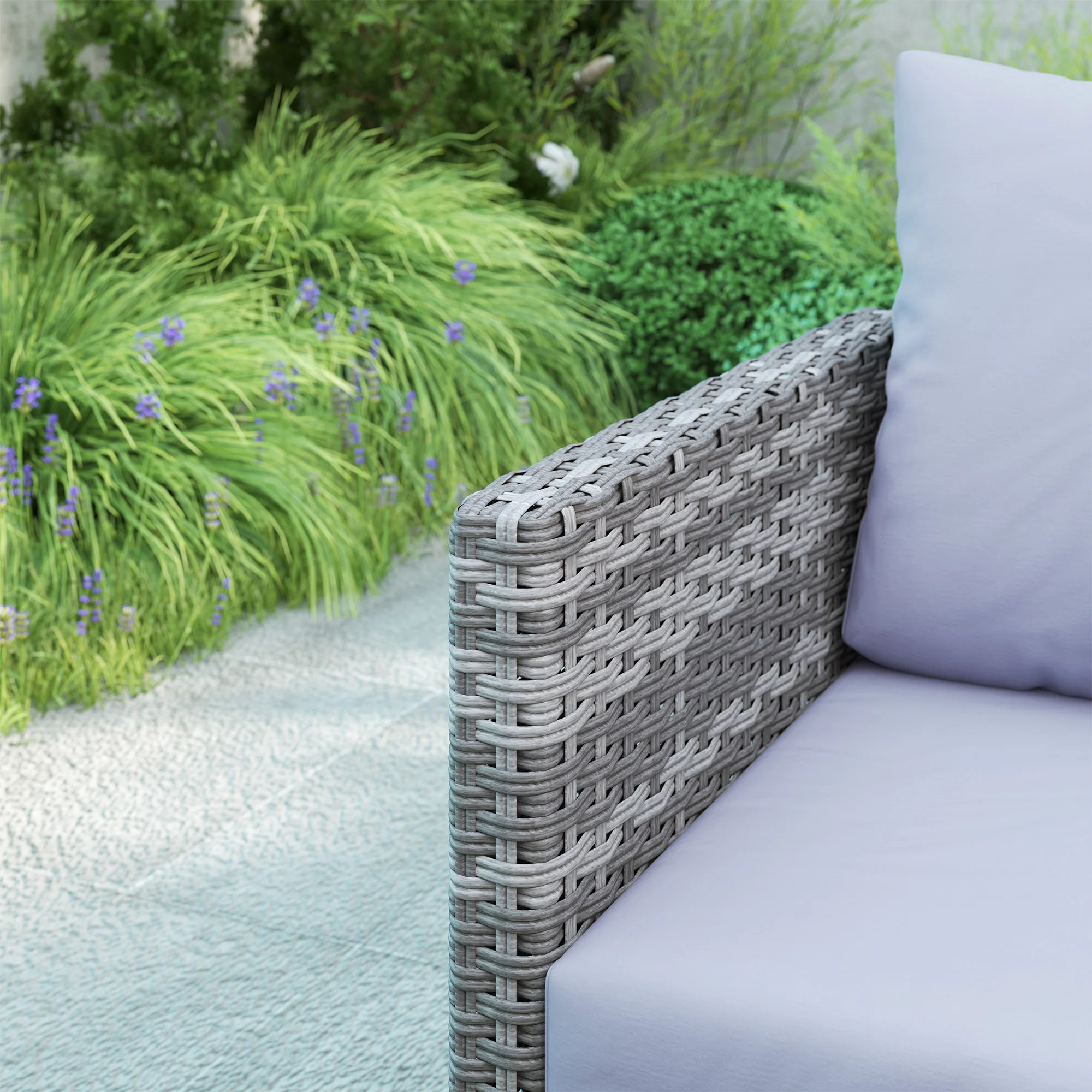 Outsunny Sectional Outdoor Furniture with Glass Top Table, Light Grey - Image 9