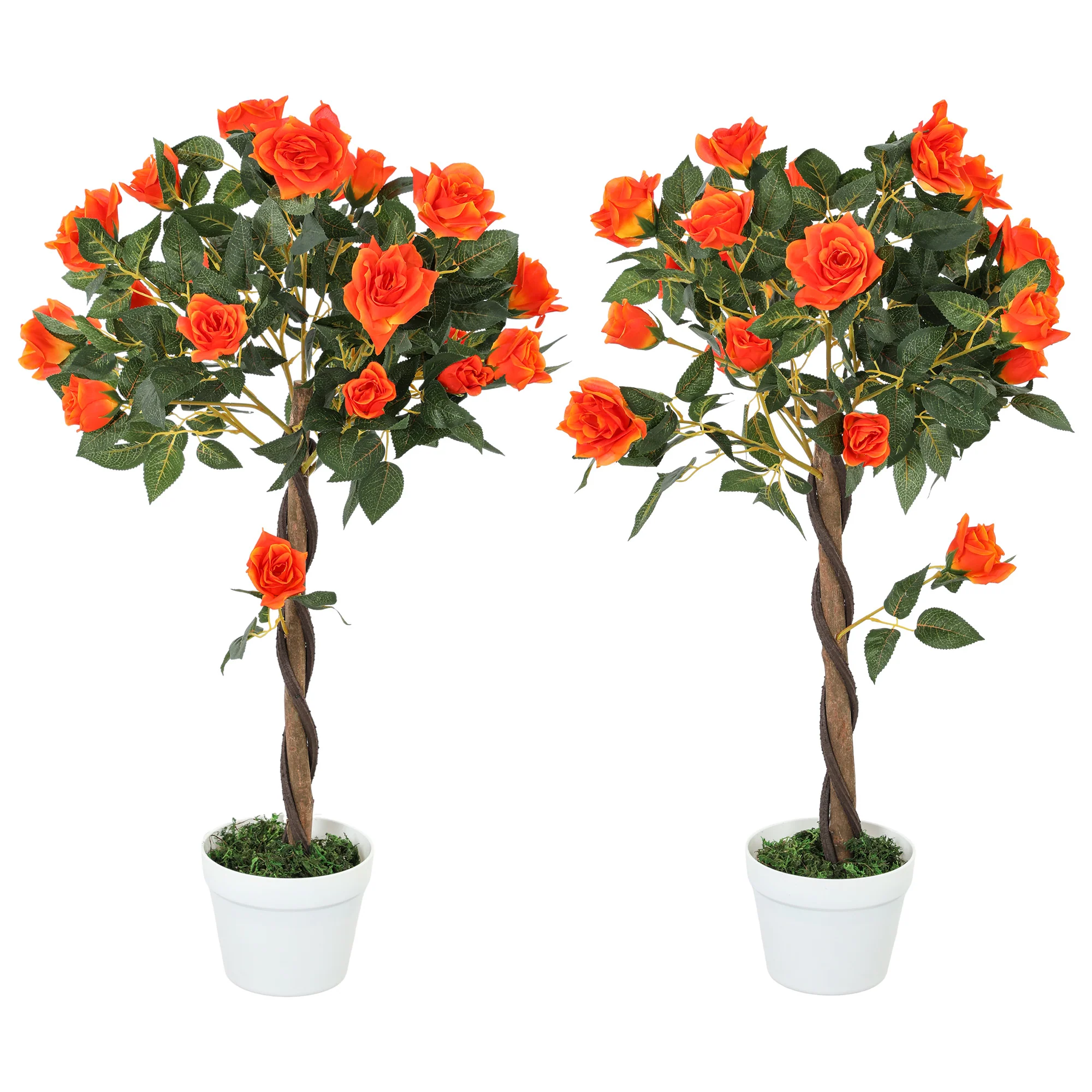Outsunny Set Of 2 90cm Artificial Rose Tree, Fake Decorative Plant - Image 19