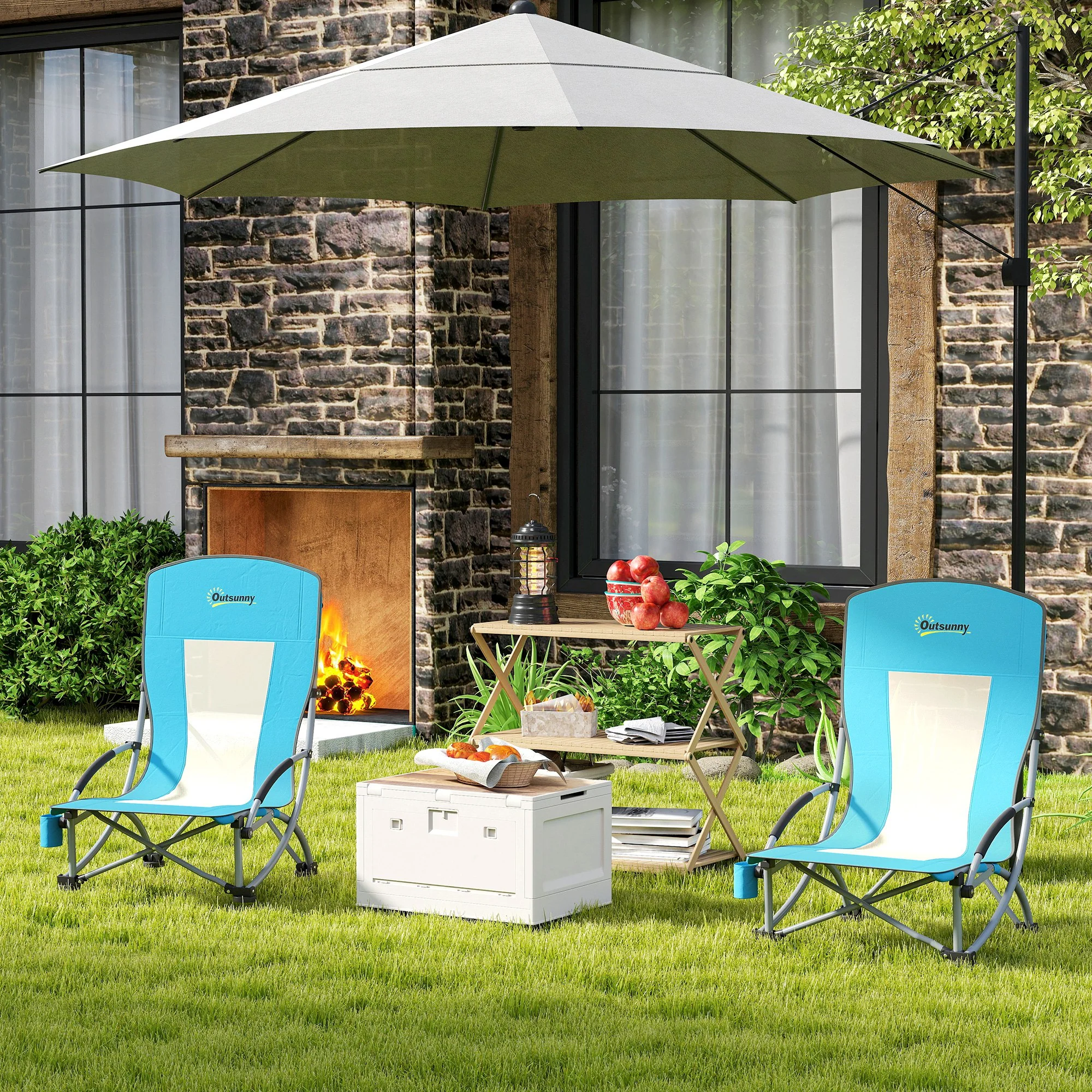 Outsunny Set Of 2 Folding Beach Chair, Camping Chair With Carry Bag - Image 9