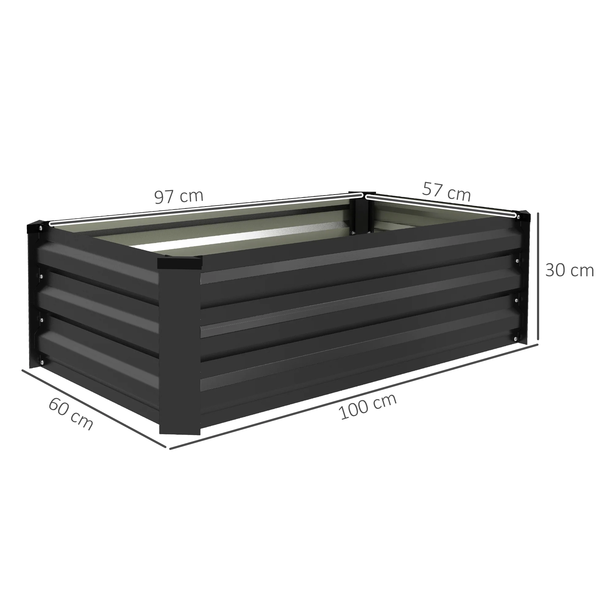 Outsunny Set of 2 Galvanised Raised Garden Bed, Grey - Image 5