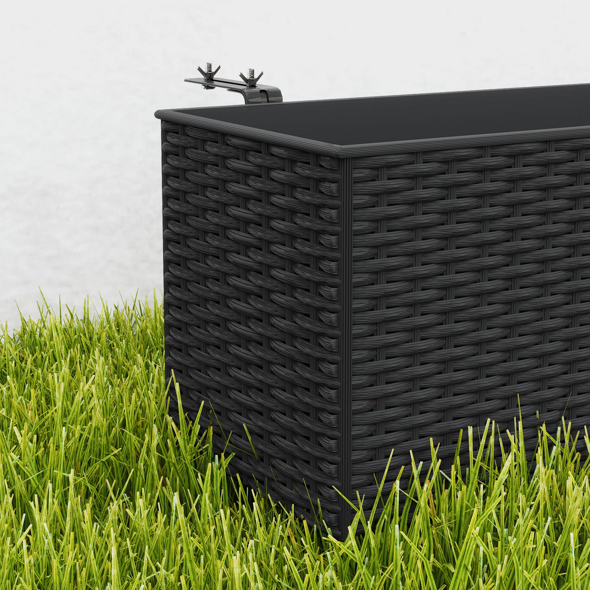 Outsunny Set Of 2 Hanging Flower Boxes, 50 Cm Long, Rattan Look - Image 9