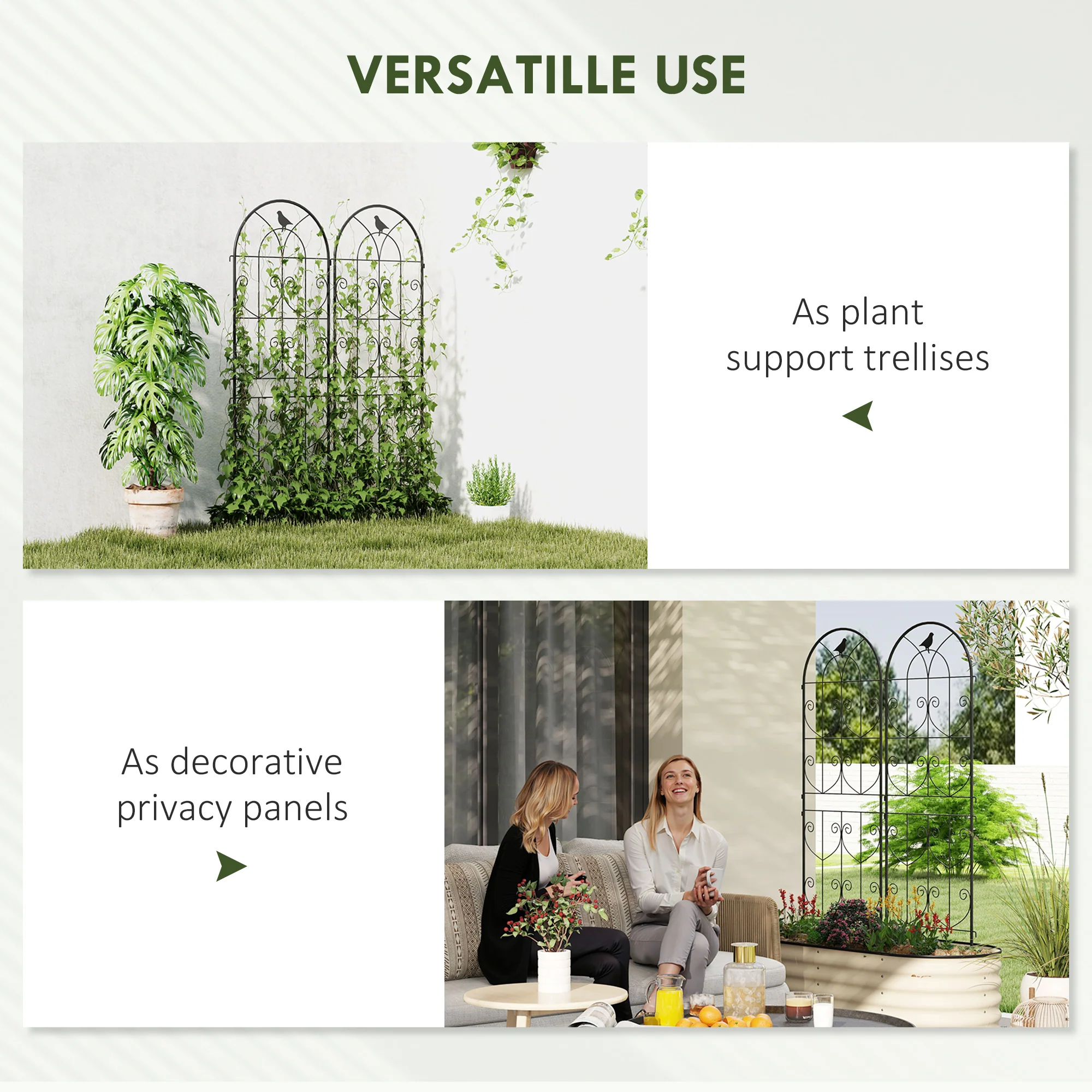 Outsunny Set of 2 Metal Garden Trellis, Outdoor Trellis Panels, 150 x 50 cm - Image 15