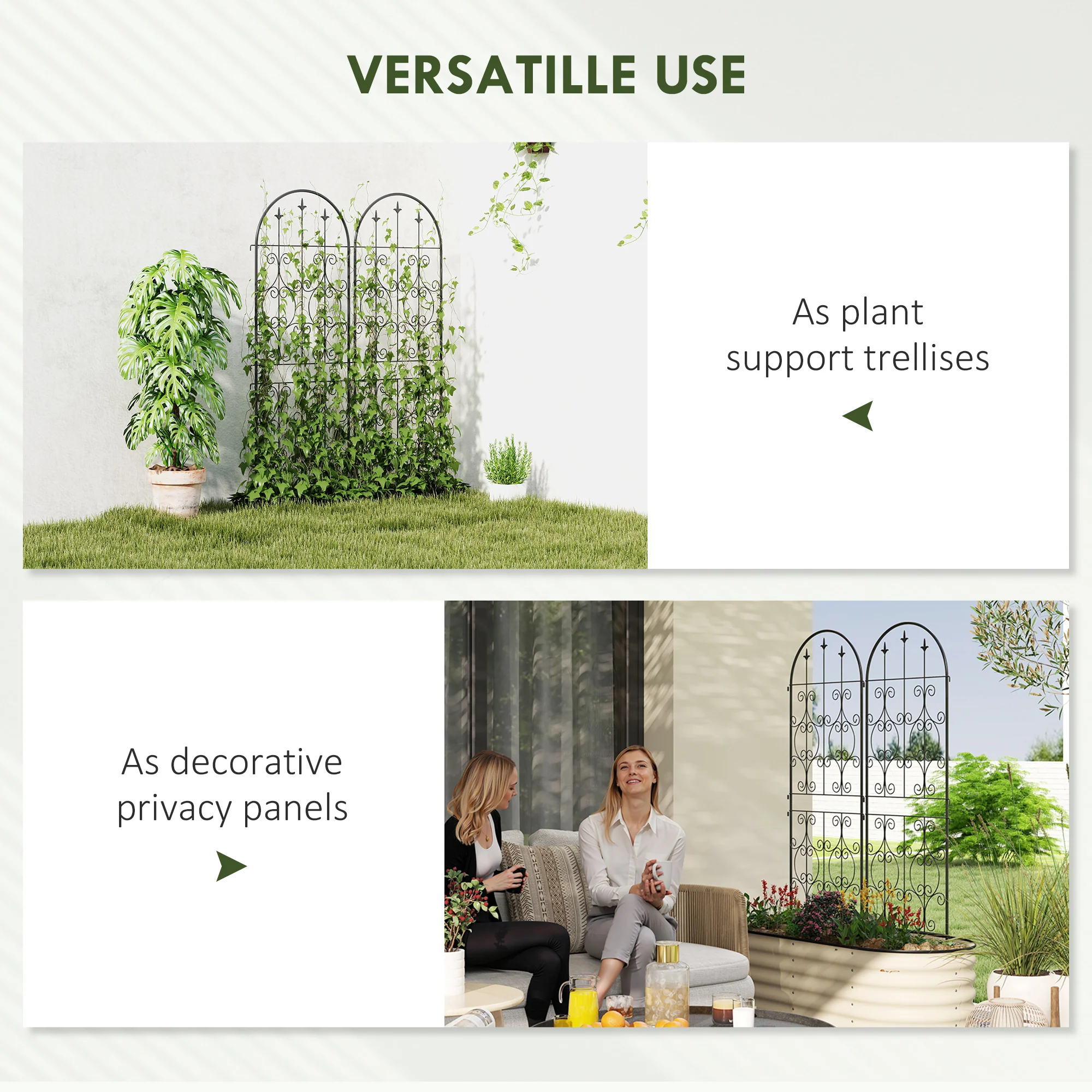 Outsunny Set of 2 Metal Garden Trellis, Outdoor Trellis Panels, 150 x 50 cm - Image 6