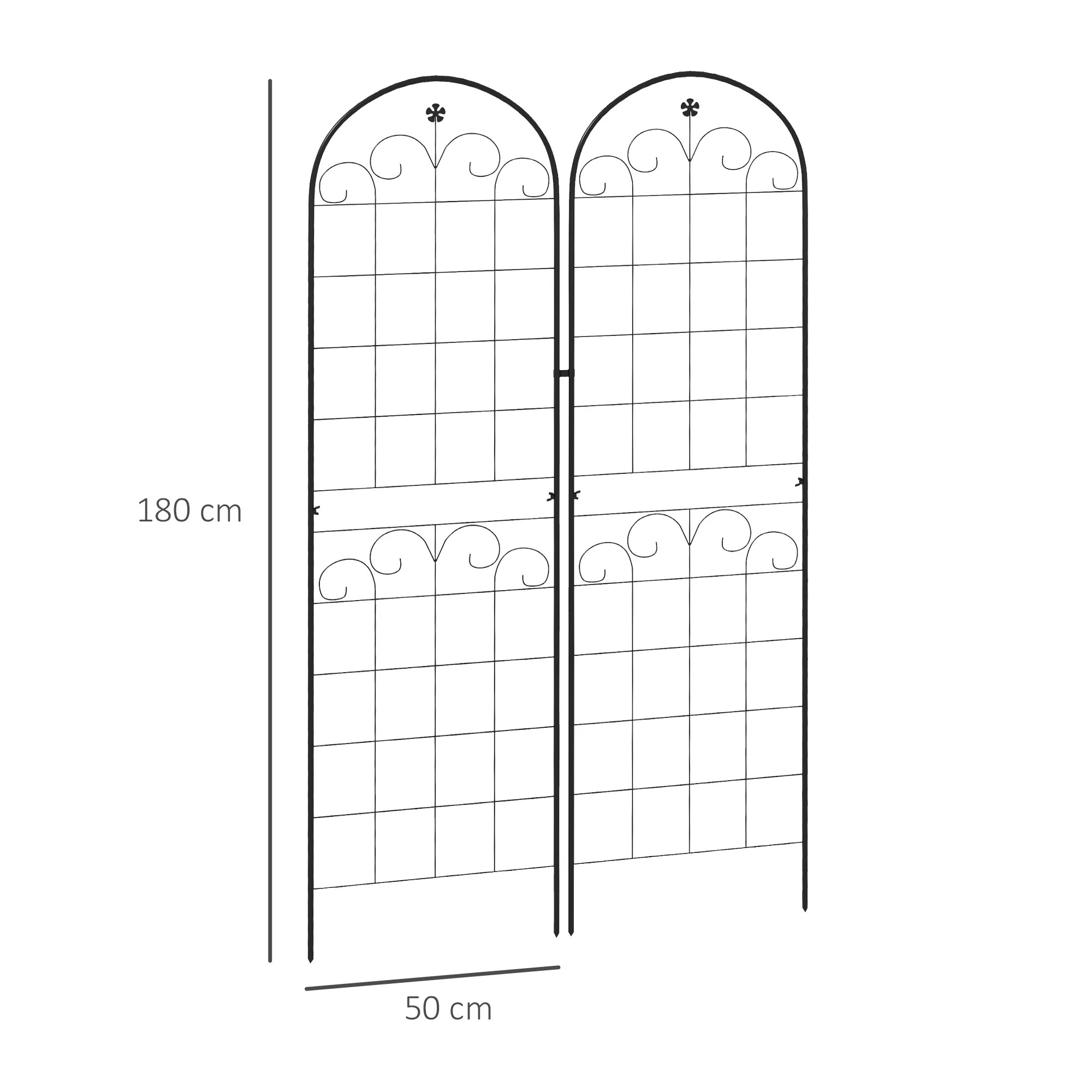 Outsunny Set of 2 Metal Trellis for Climbing Plants, Floral Design - Image 5