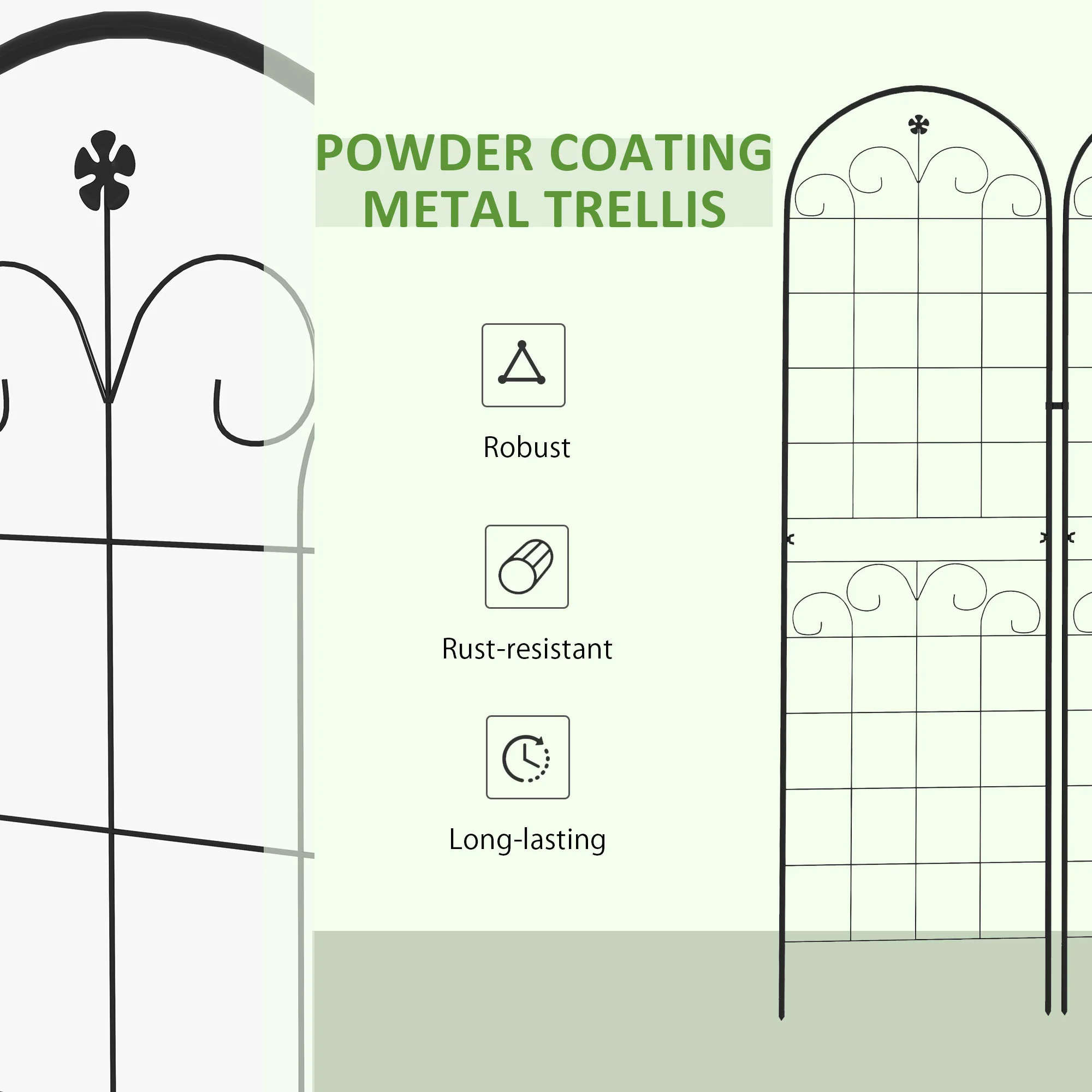Outsunny Set of 2 Metal Trellis for Climbing Plants, Floral Design - Image 6
