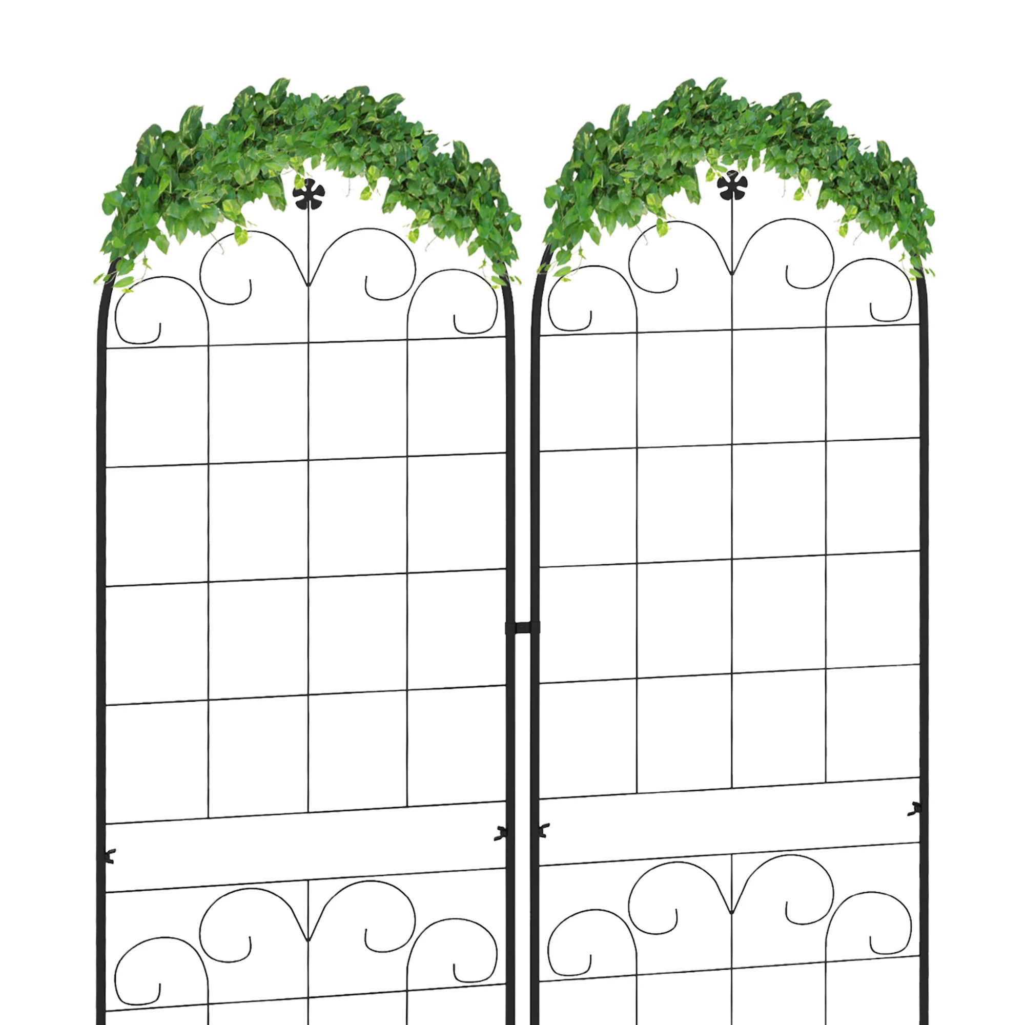 Outsunny Set of 2 Metal Trellis for Climbing Plants, Floral Design - Image 7