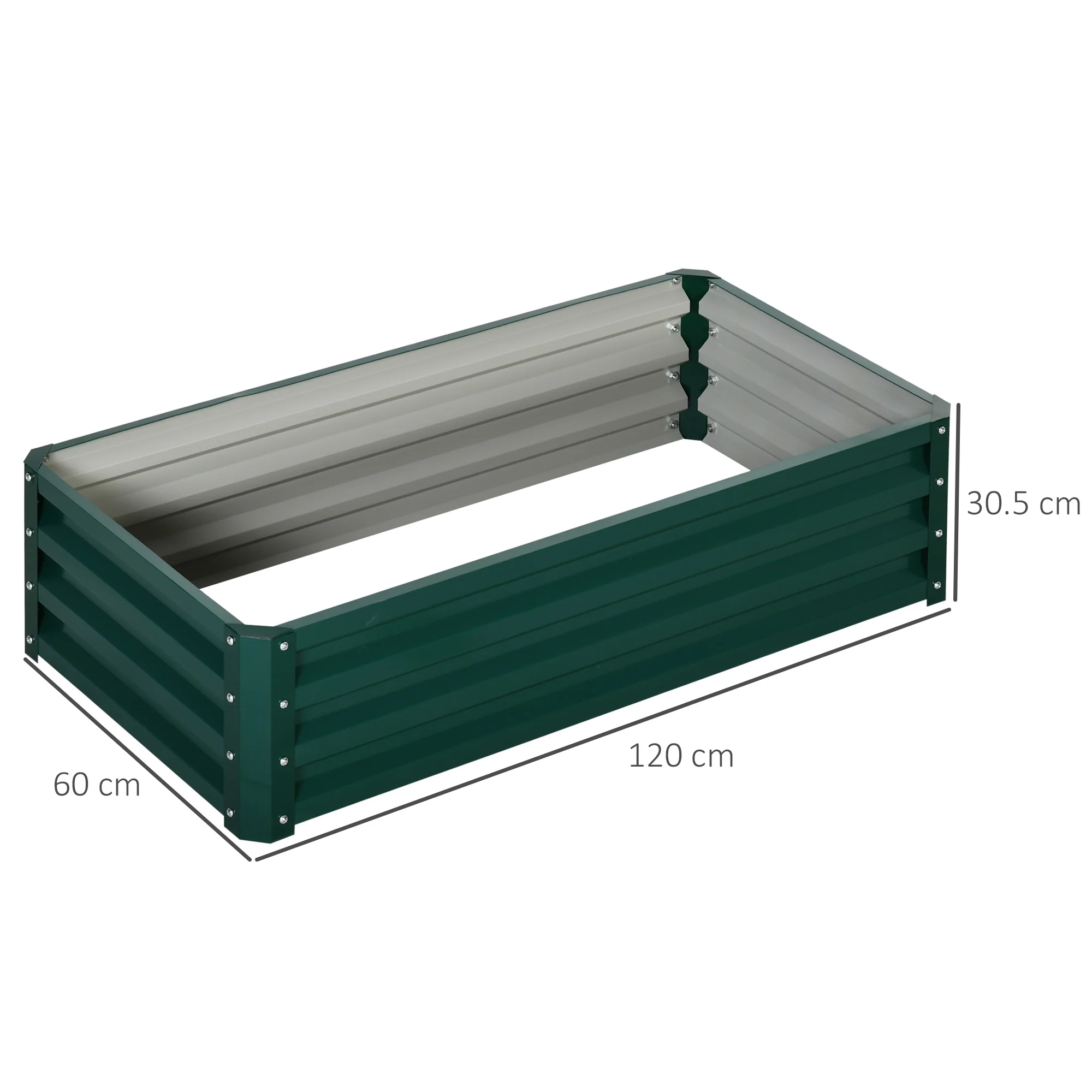 Outsunny Set of 2 Raised Garden Bed Elevated Planter Box for Flowers Green - Image 3