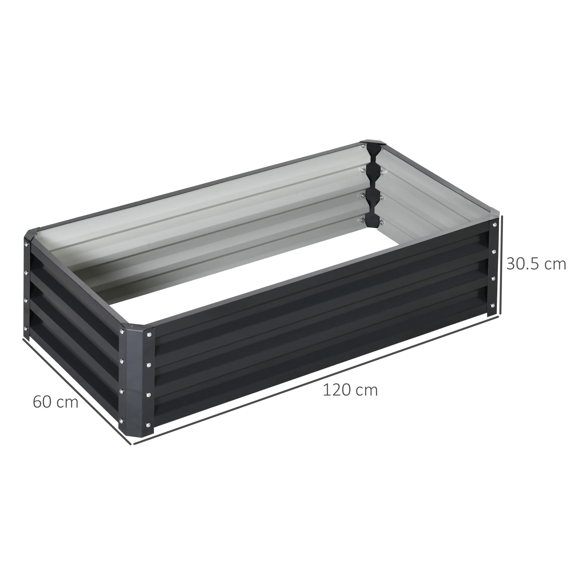 Outsunny Set of 2 Raised Garden Bed Elevated Planter Box for Flowers Grey - Image 3