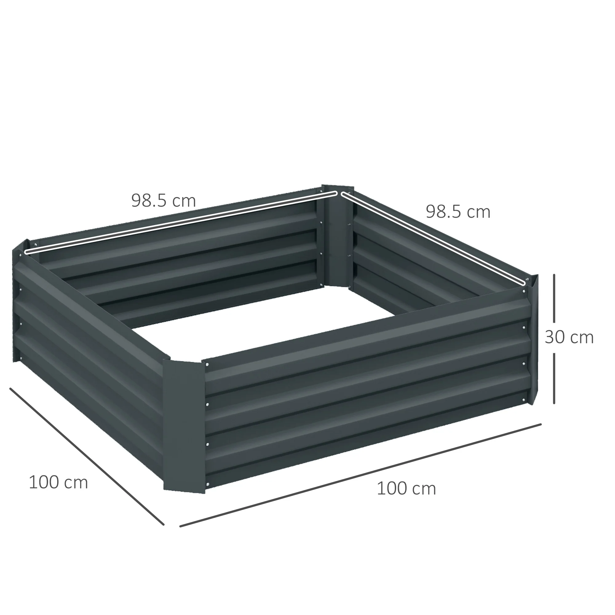 Outsunny Set of 2 Raised Garden Bed Galvanised Planter Box Easy Setup Dark Grey - Image 5
