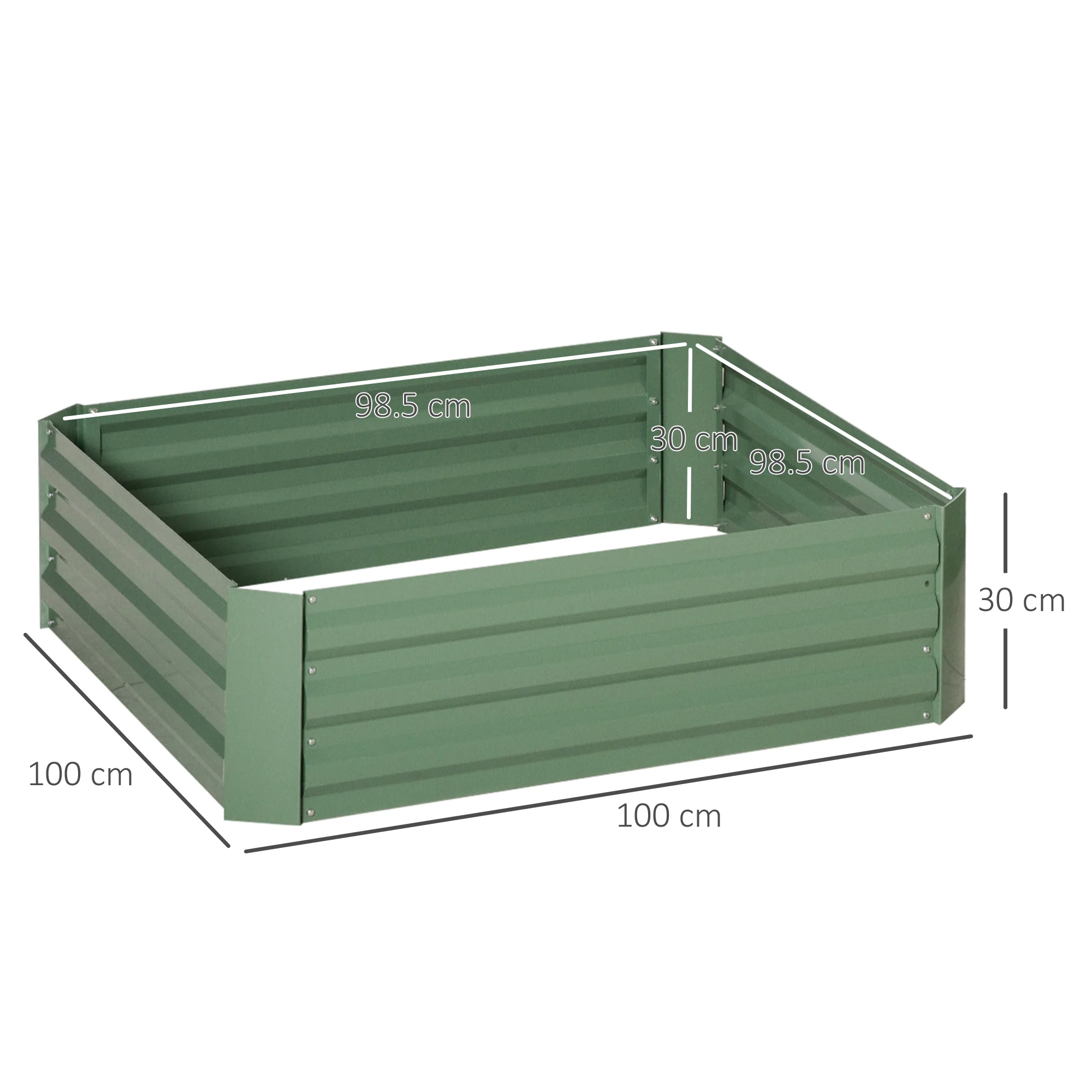 Outsunny Set of 2 Raised Garden Bed Galvanised Planter Box Easy Setup Green - Image 5