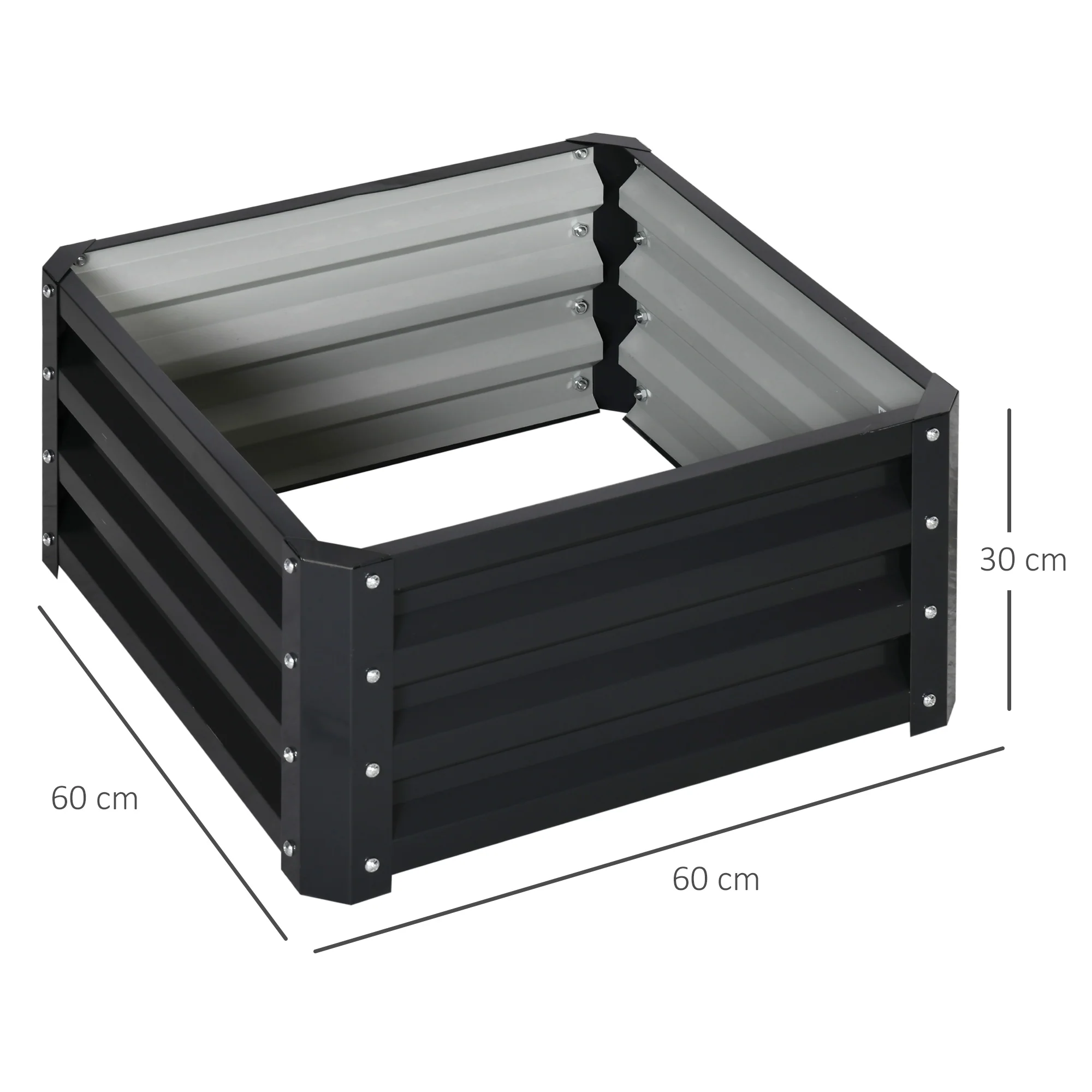 Outsunny Set of 2 Raised Garden Bed Galvanised Planter Box Easy Setup Grey - Image 5