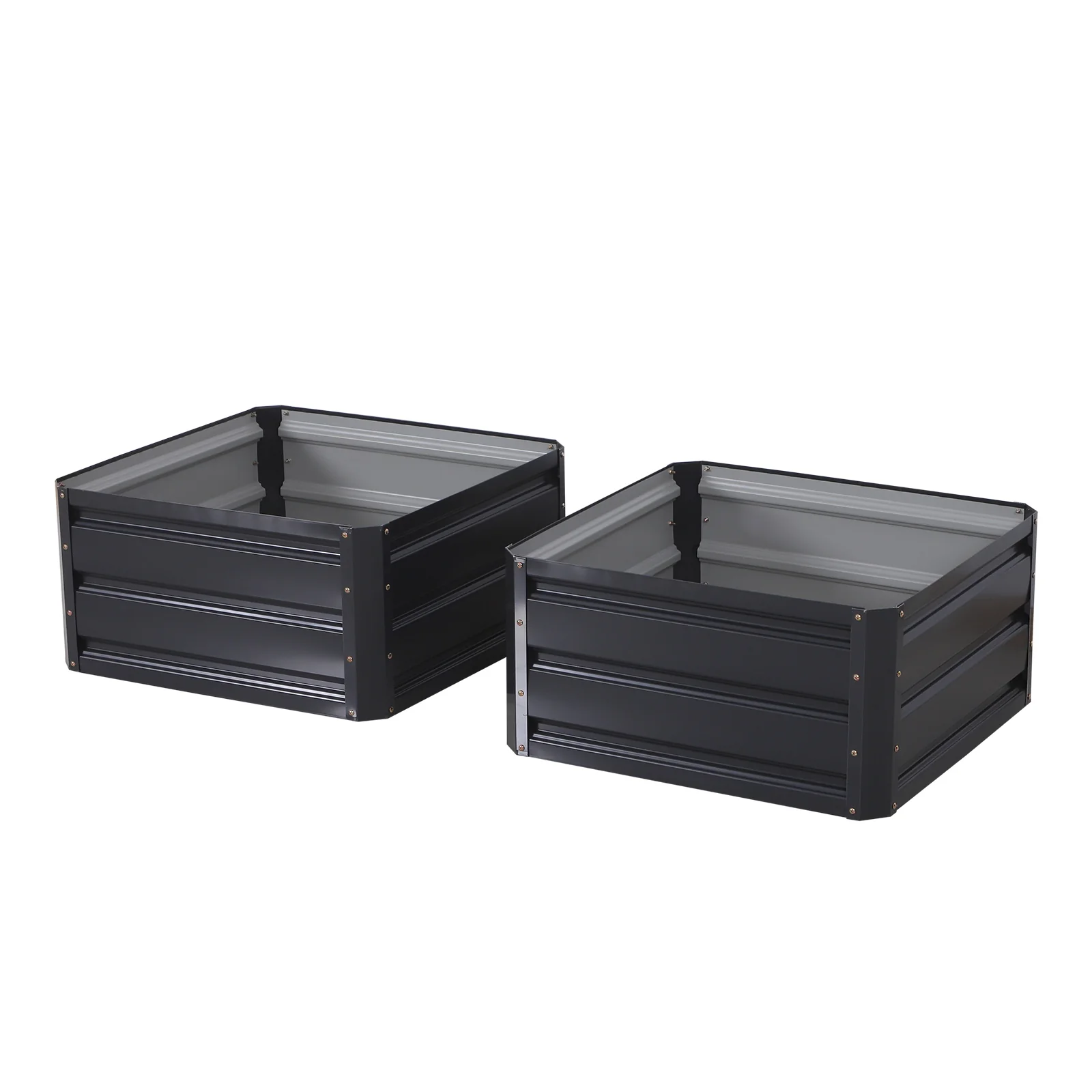 Outsunny Set of 2 Raised Garden Bed Galvanised Planter Box Easy Setup Grey - Image 7