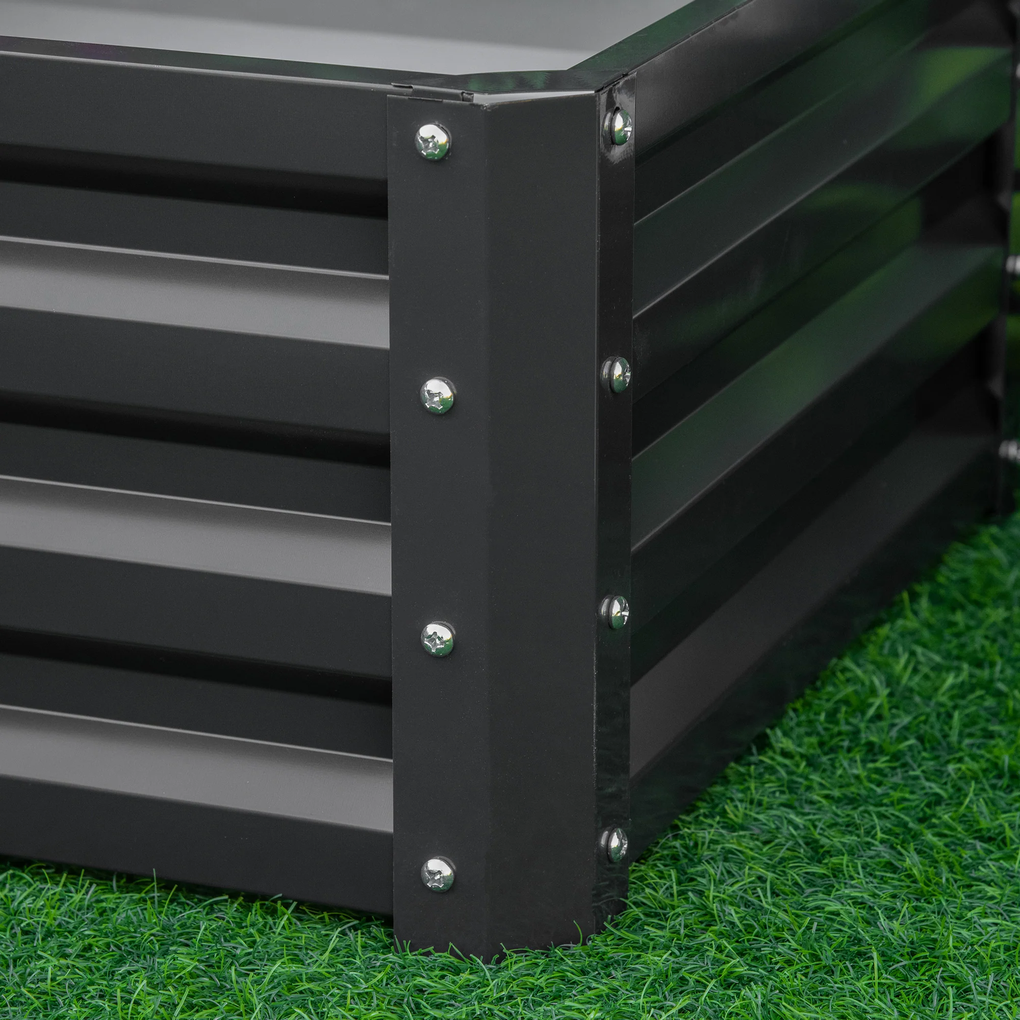 Outsunny Set of 2 Raised Garden Bed Galvanised Planter Box Easy Setup Grey - Image 9