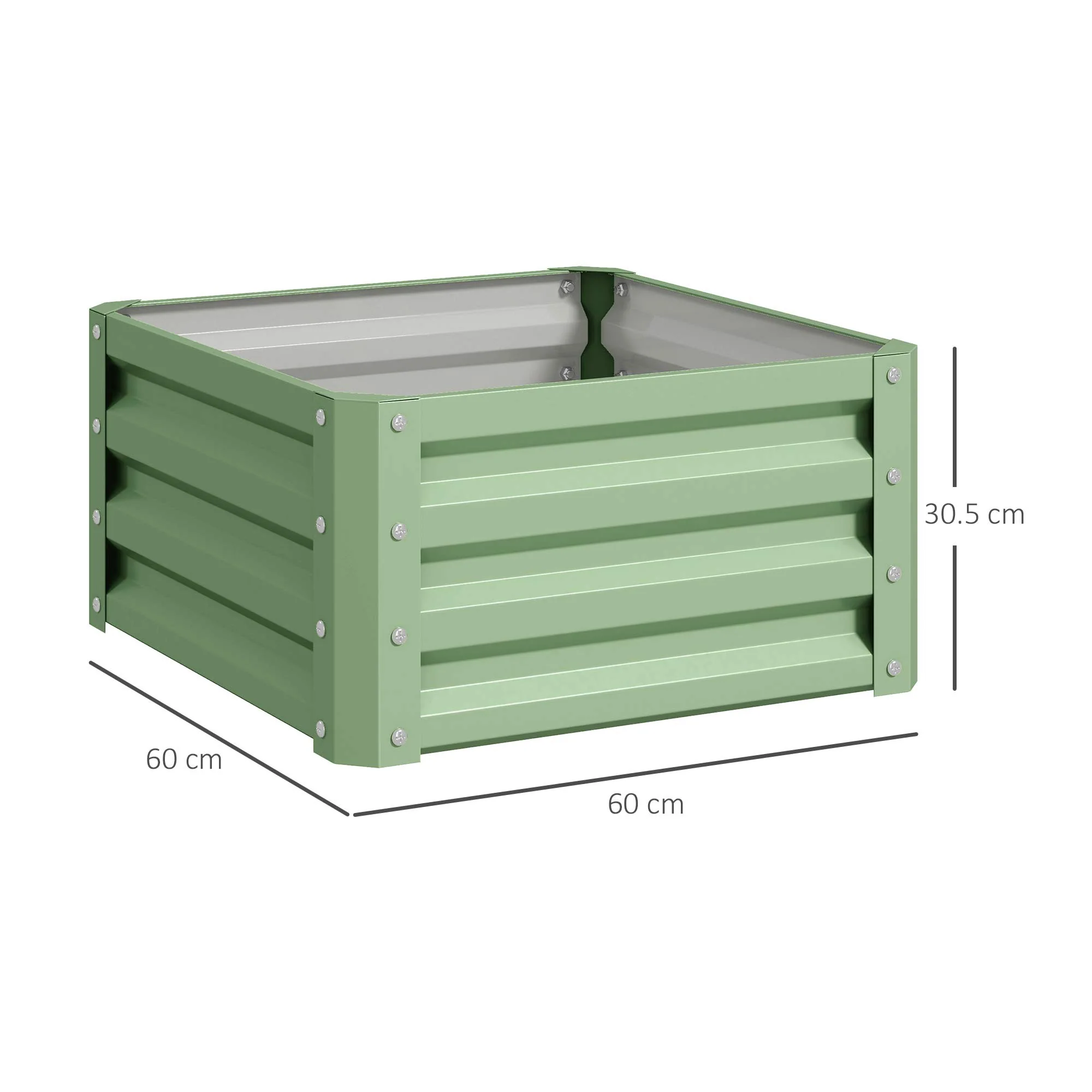 Outsunny Set of 2 Raised Garden Bed Galvanised Planter Box, Light Green - Image 5