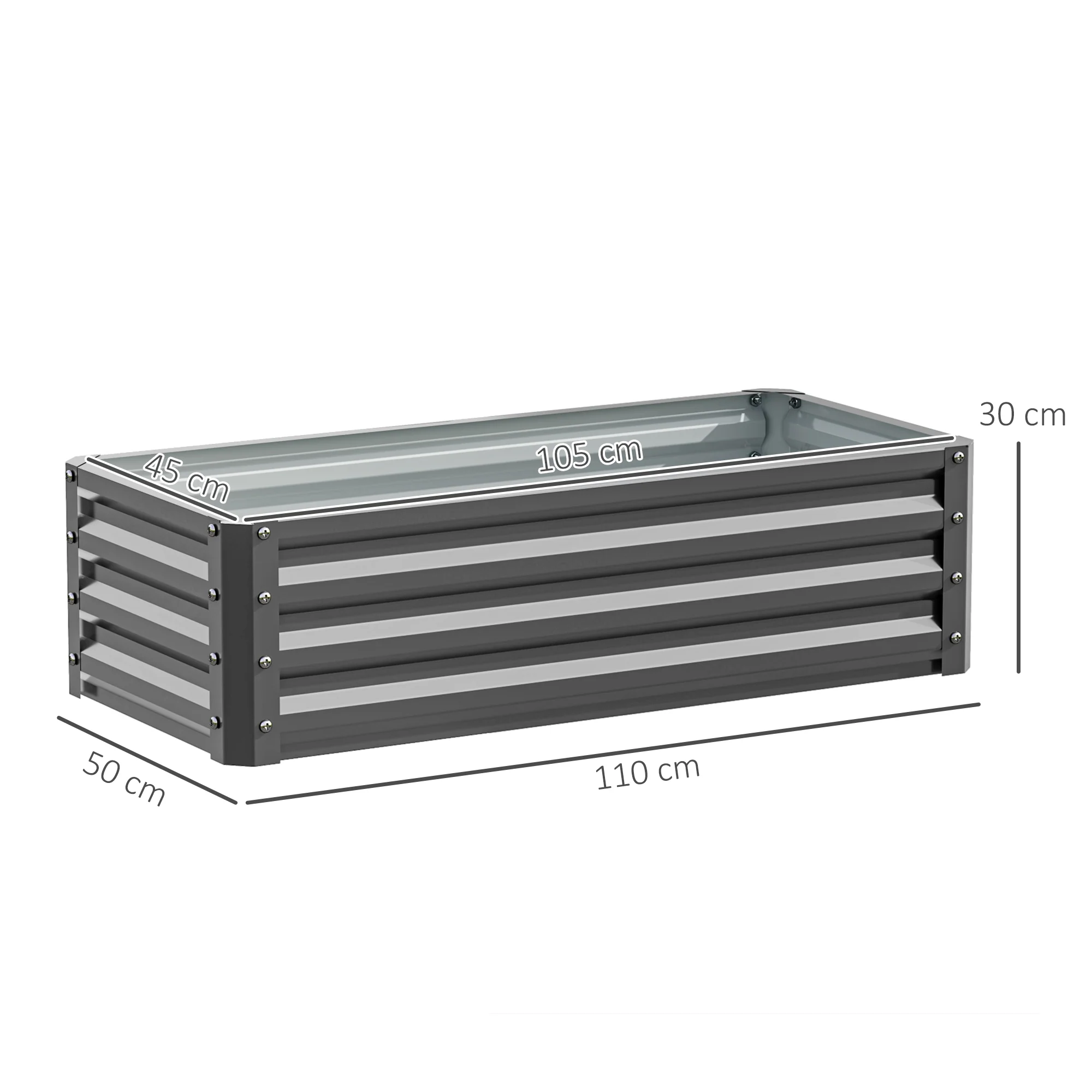 Outsunny Set of 2 Raised Garden Bed Galvanised Planter Box, Light Grey - Image 5