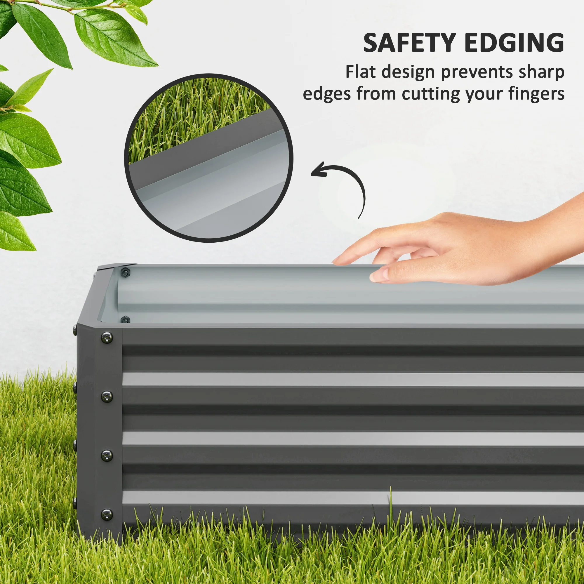 Outsunny Set of 2 Raised Garden Bed Galvanised Planter Box, Light Grey - Image 6