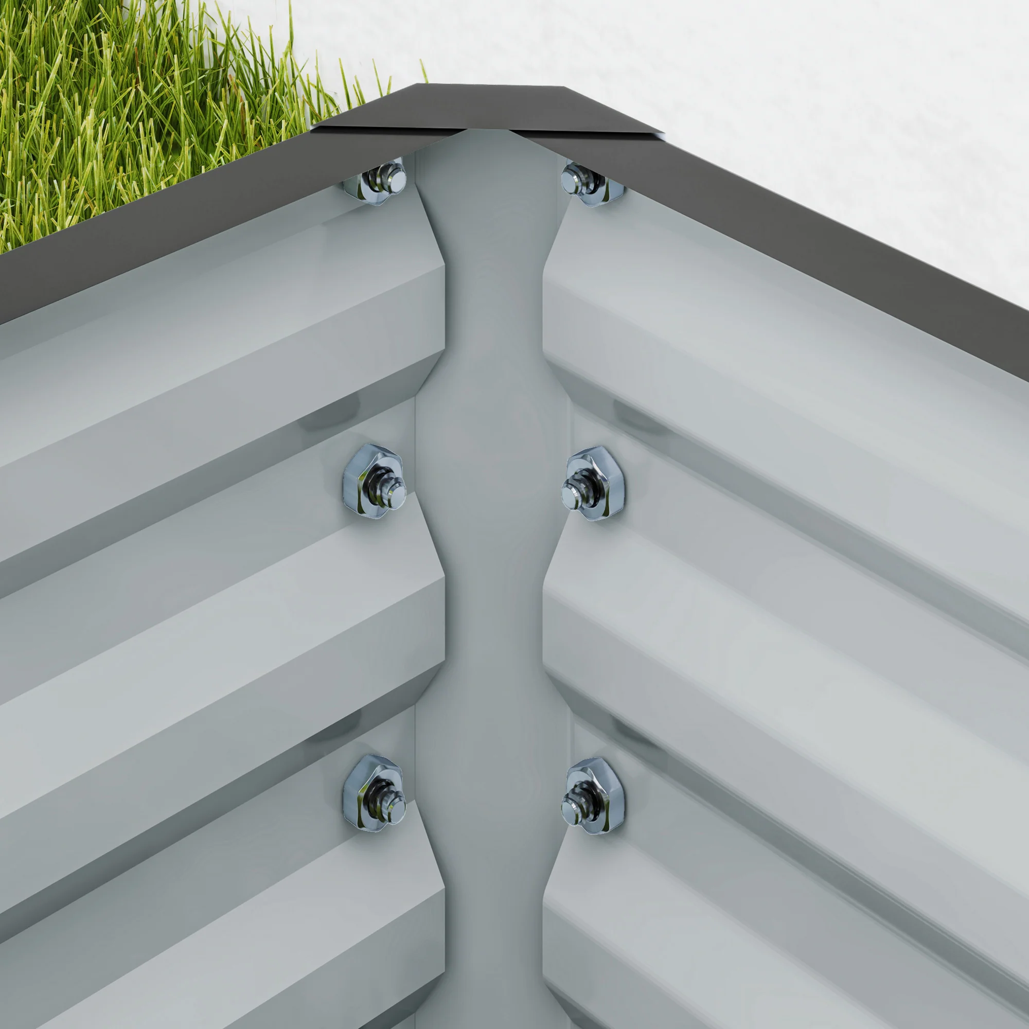 Outsunny Set of 2 Raised Garden Bed Galvanised Planter Box, Light Grey - Image 9