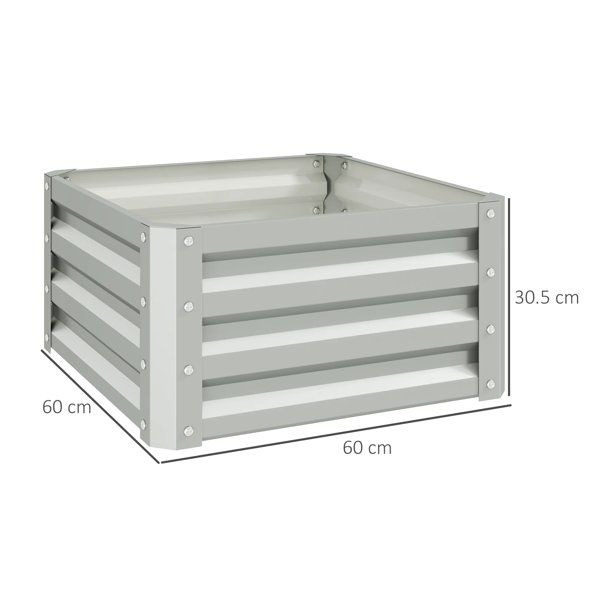 Outsunny Set Of 2 Raised Garden Bed Galvanised Planter Box, Light Grey - Image 5