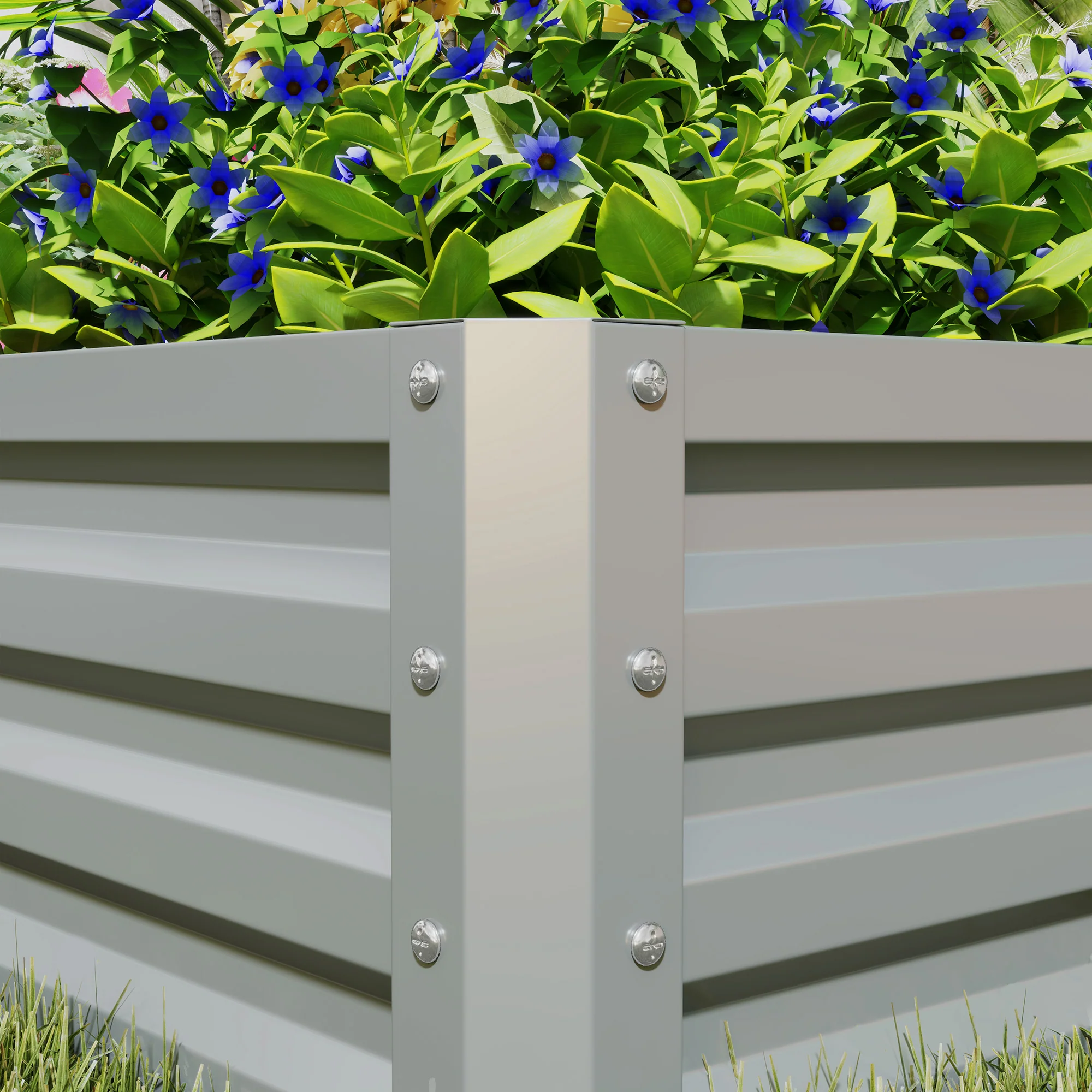 Outsunny Set Of 2 Raised Garden Bed Galvanised Planter Box, Light Grey - Image 8