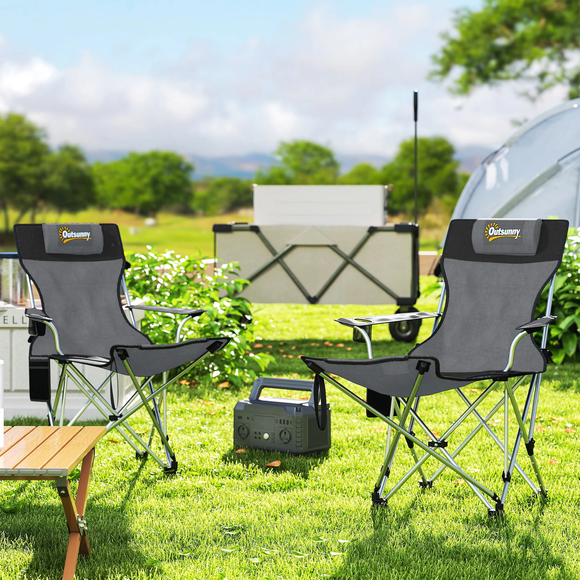 Outsunny Set Of 2 Reclining Camping Chairs - Image 11
