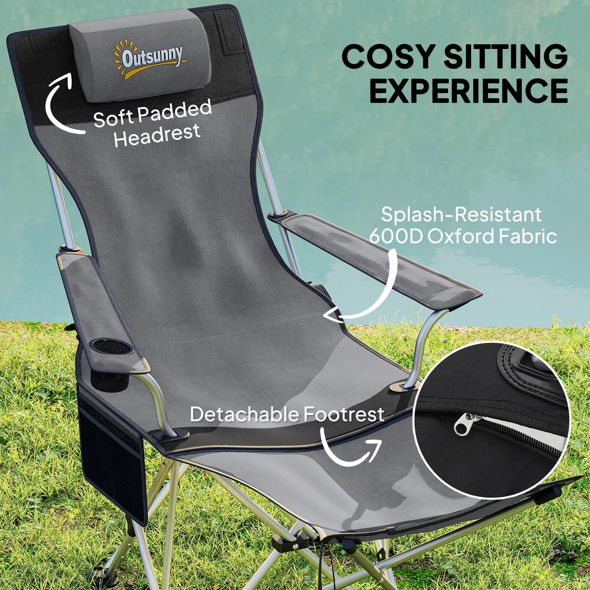 Outsunny Set Of 2 Reclining Camping Chairs - Image 12