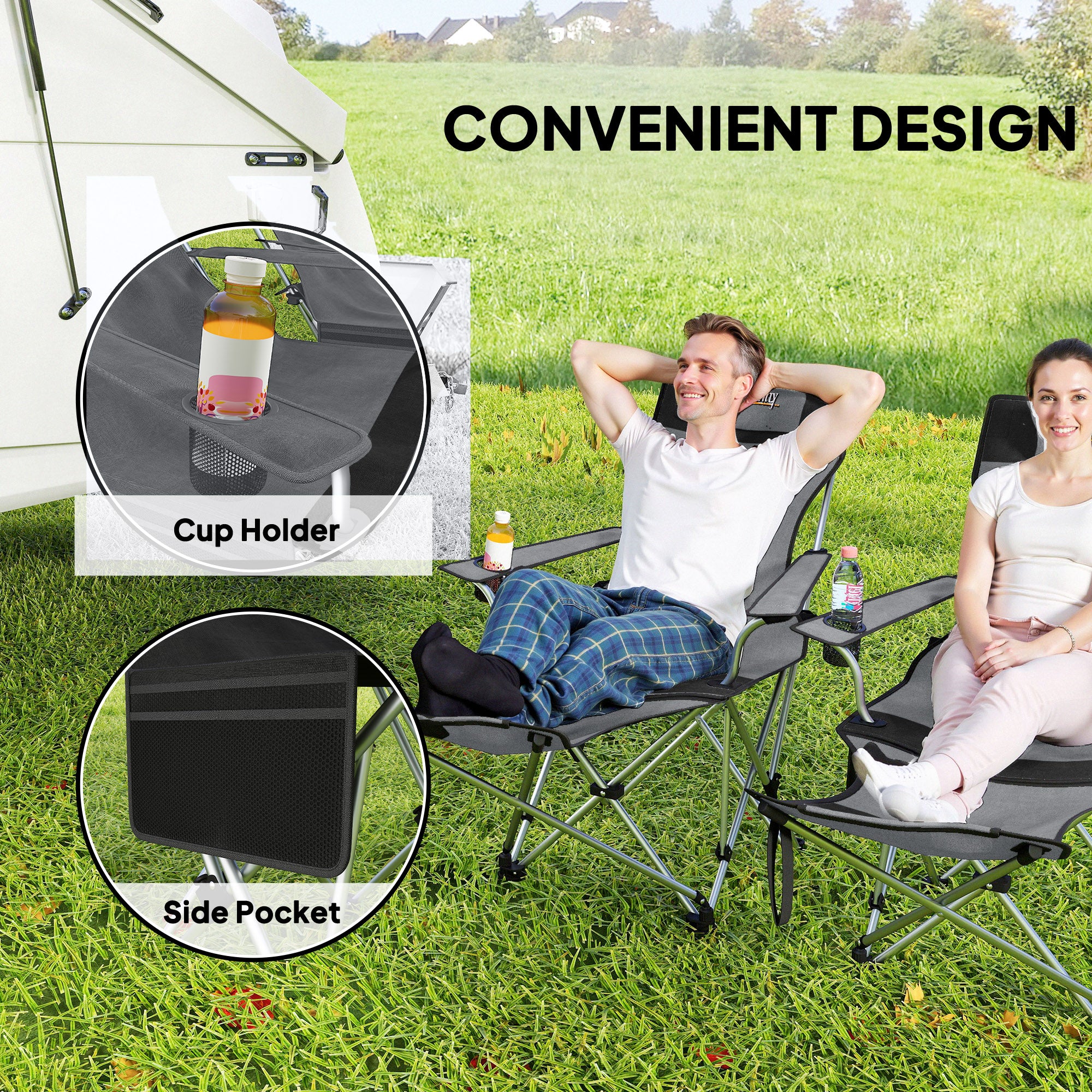 Outsunny Set Of 2 Reclining Camping Chairs - Image 13