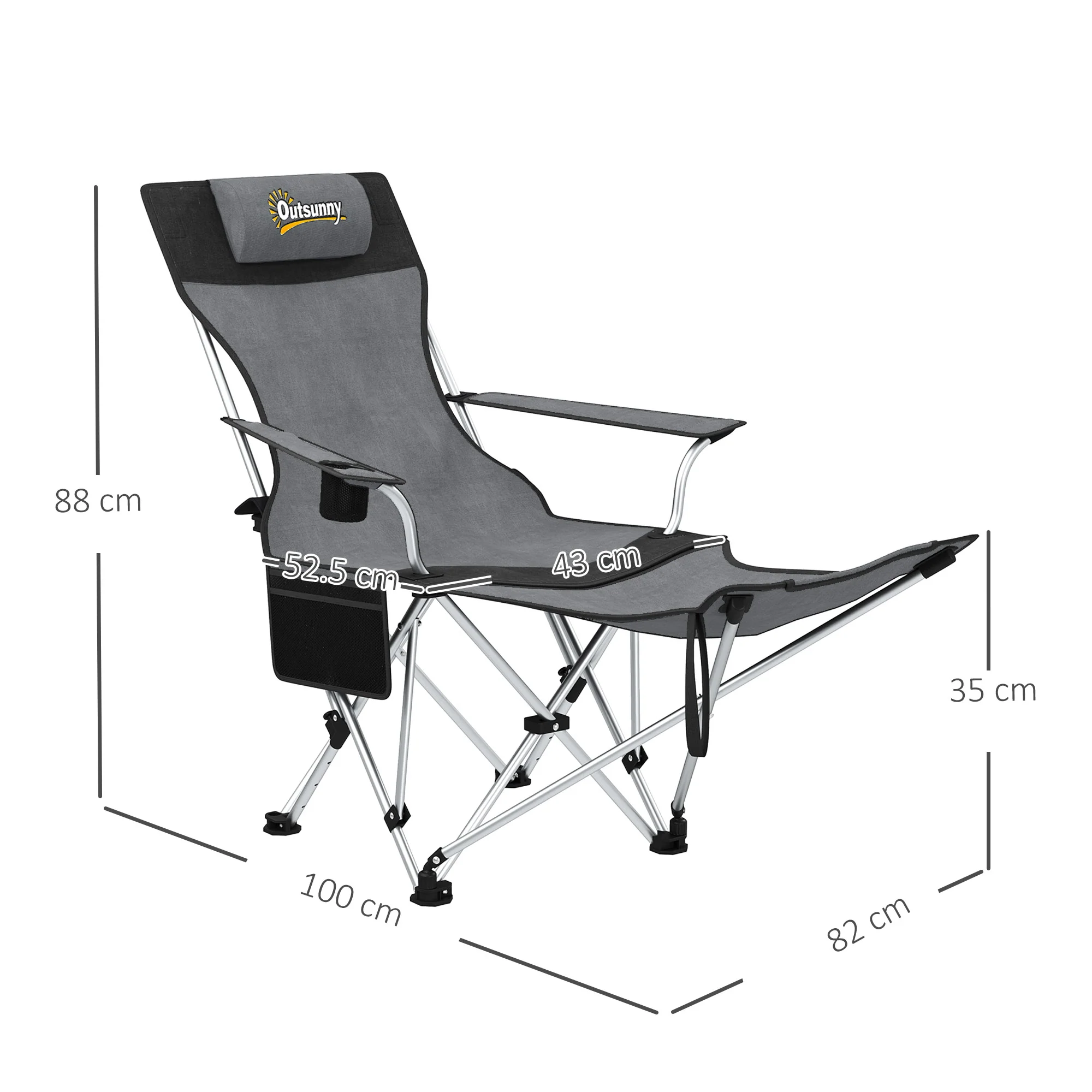 Outsunny Set Of 2 Reclining Camping Chairs - Image 14