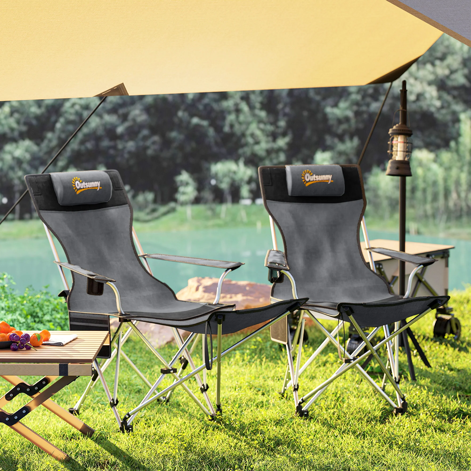 Outsunny Set Of 2 Reclining Camping Chairs - Image 16