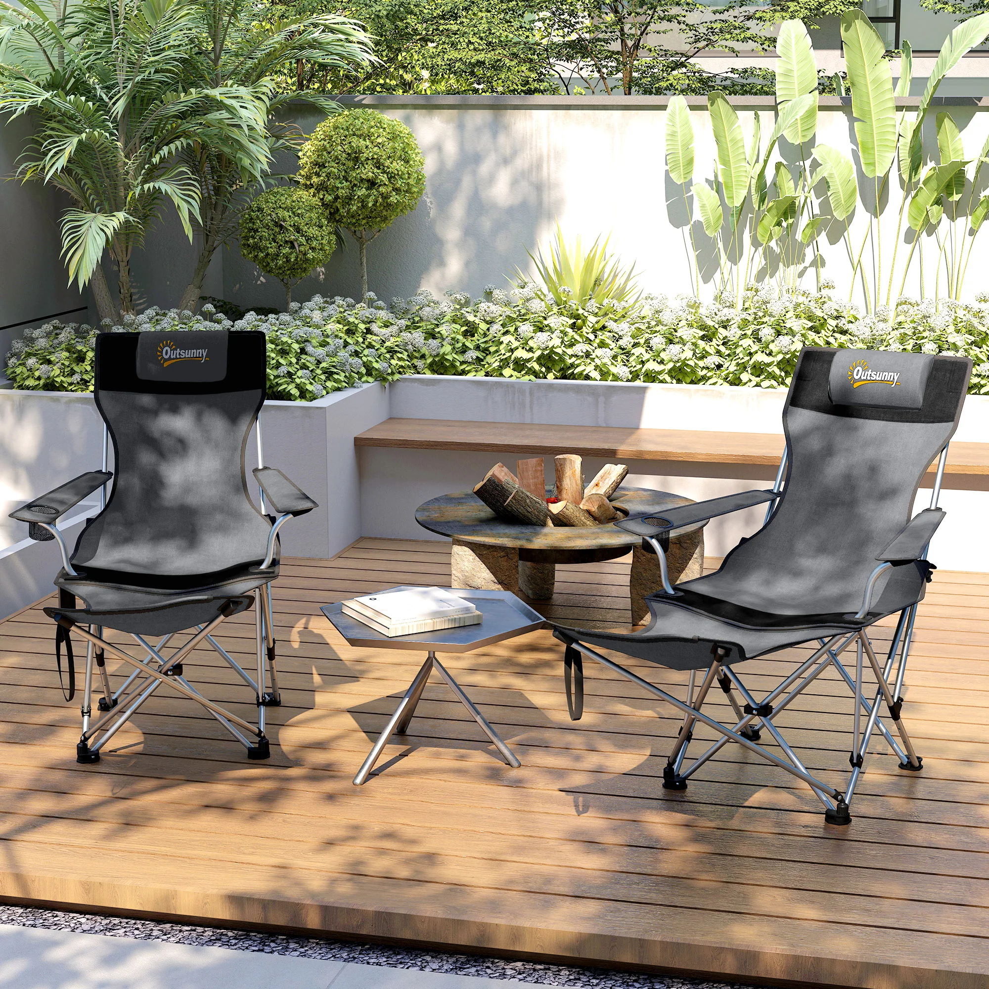 Outsunny Set Of 2 Reclining Camping Chairs - Image 17